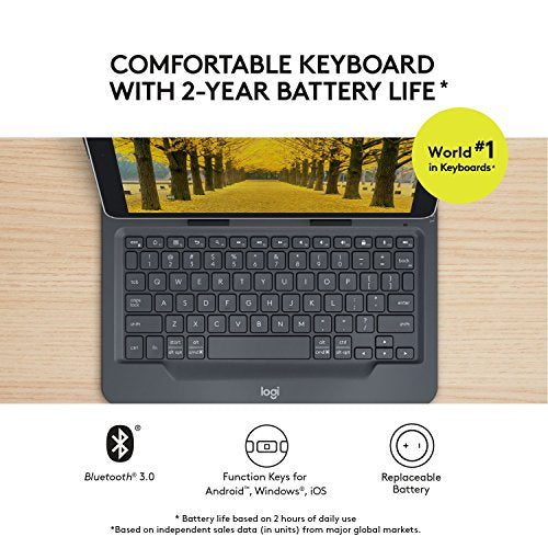 Logitech 920-008334 Universal Folio with Integrated Bluetooth 3.0 Keyboard for 9-10 Apple