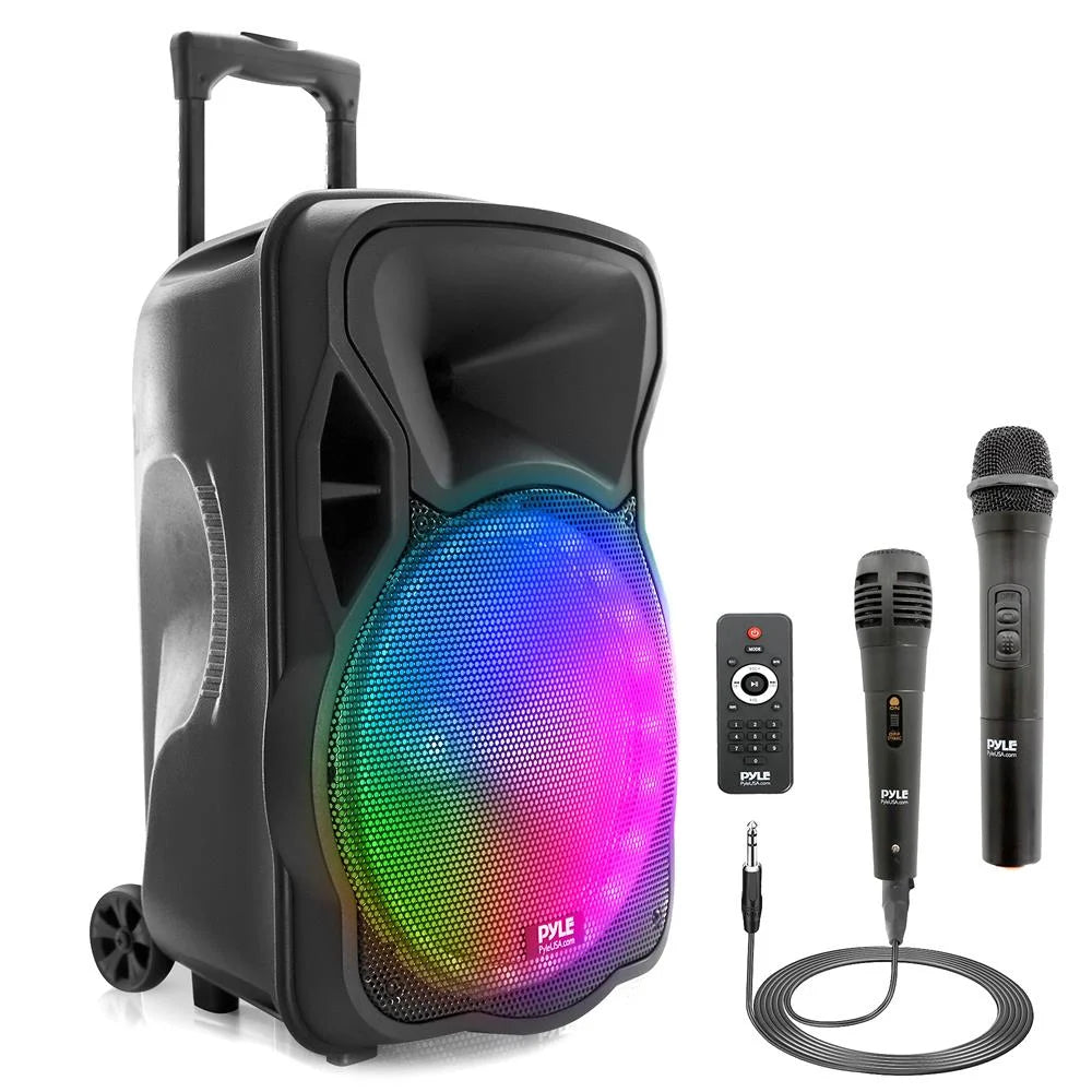 Pyle PPHP1251BW Portable Bluetooth PA Speaker - 300W 12'' Rechargeable Indoor/Outdoor BT Karaoke Audio System