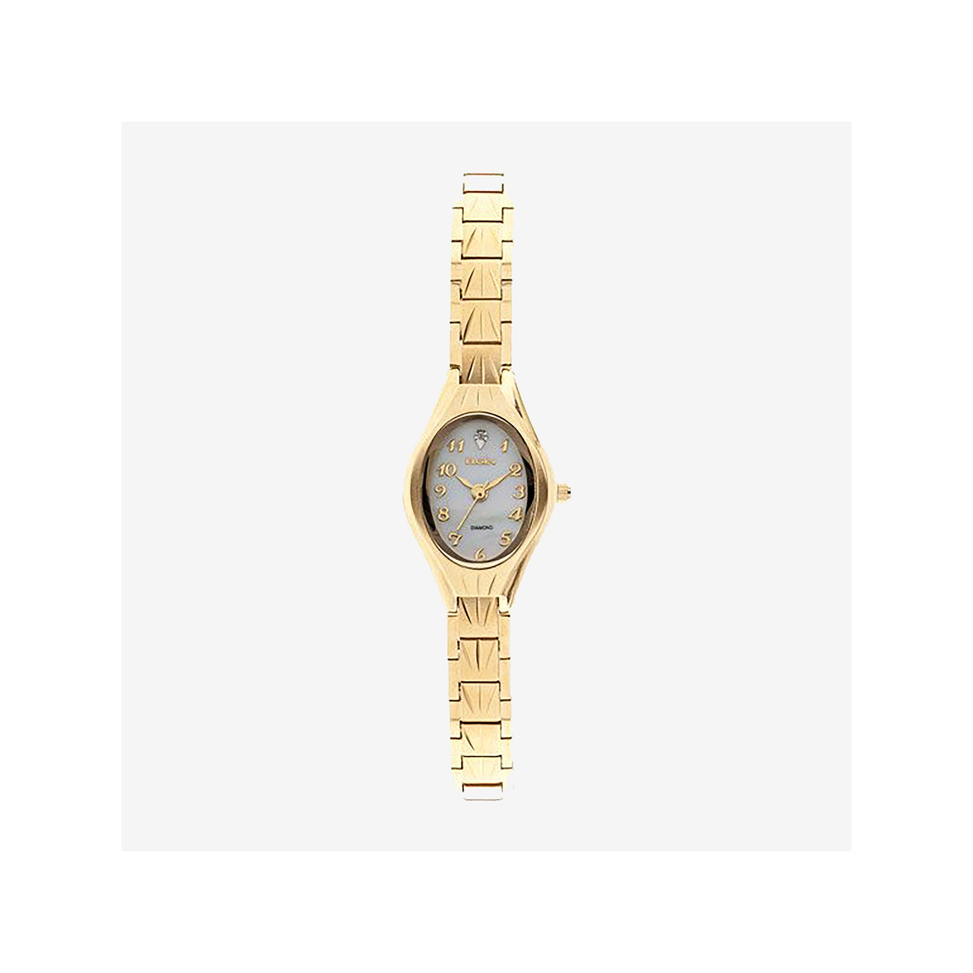 Elgin EG9759 Women's Oval Case Diamond-Cut Bracelet Watch, Gold