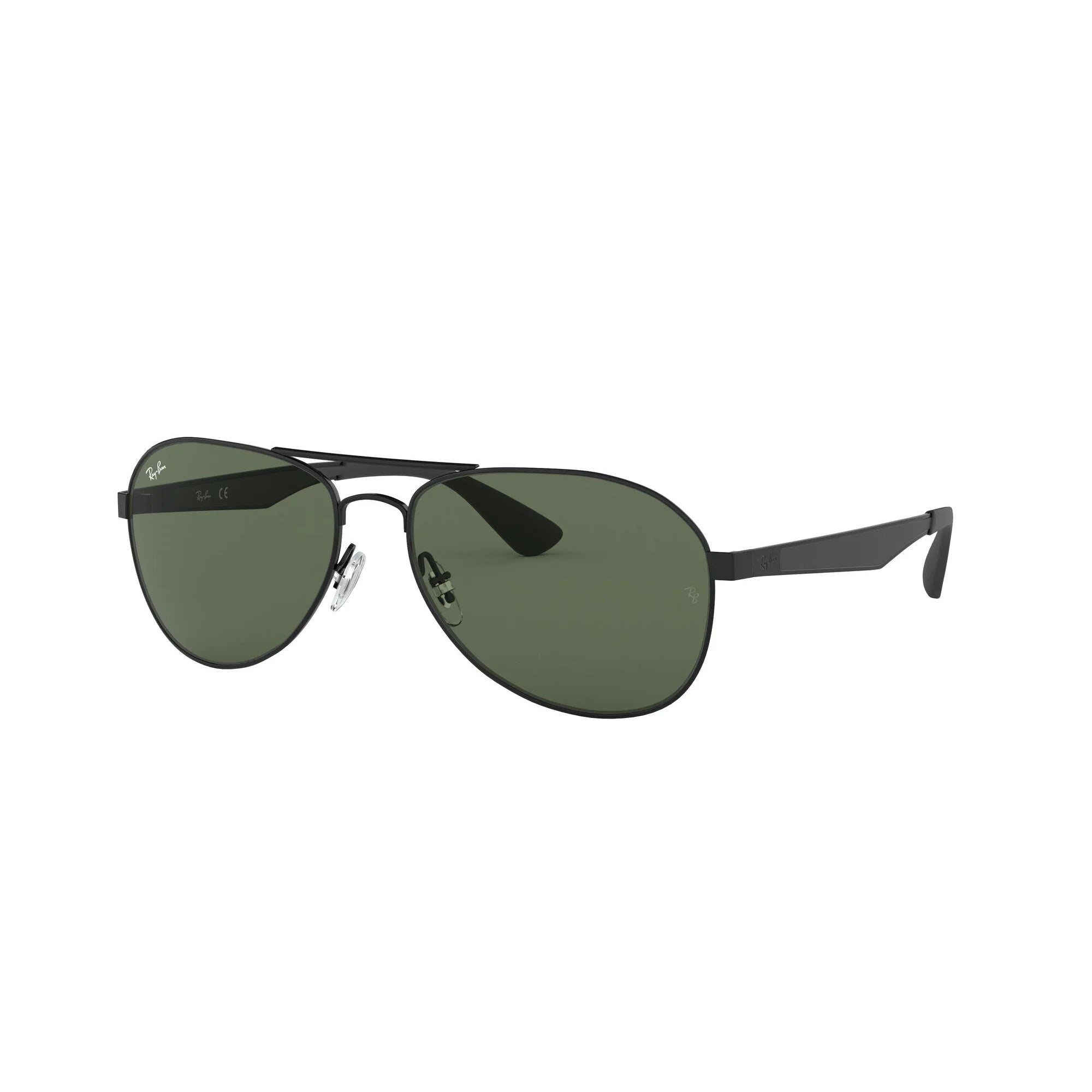 Ray-Ban RB3549 Aviator Sunglasses, Matte Black/Dark Green, 58 mm