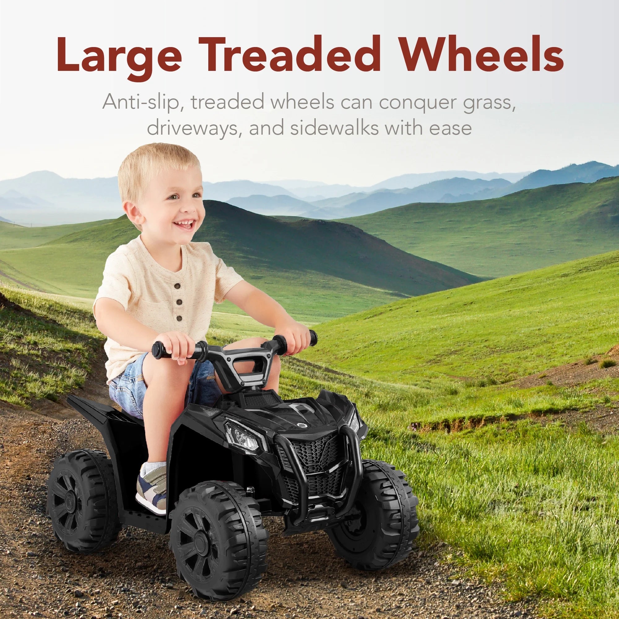 Best Choice Products 25-AD0D-E1D45E85801C 6V Kids Ride-On 4-Wheeler Quad ATV Car w/ 1.8mph Max Speed, Treaded Tires - Black