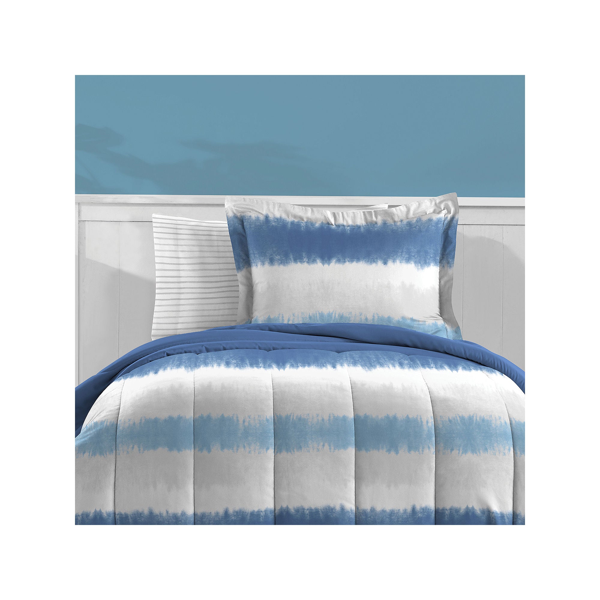 Dream Factory Tie Dye Stripe 5-Pc. Complete Bedding Set With Sheets - Blue