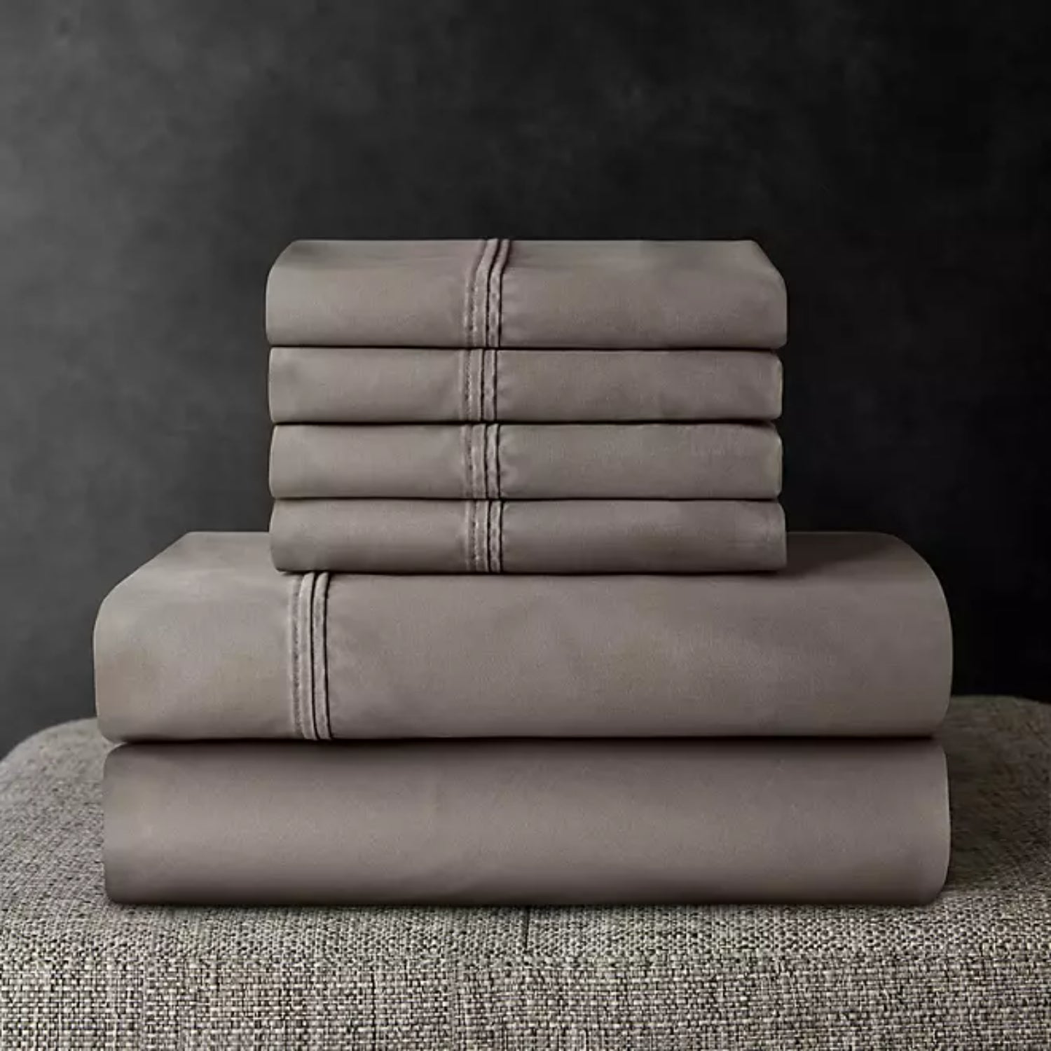 700-Thread-Count Solid Egyptian Cotton Hotel Premier Collection Sheet Set, California King, Grey Bisque