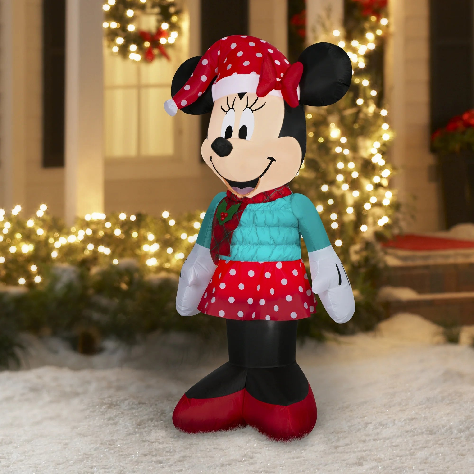 Disney Christmas Airblown Inflatables Yard Decoration Minnie in Puffer Jacket Disney, 5 ft