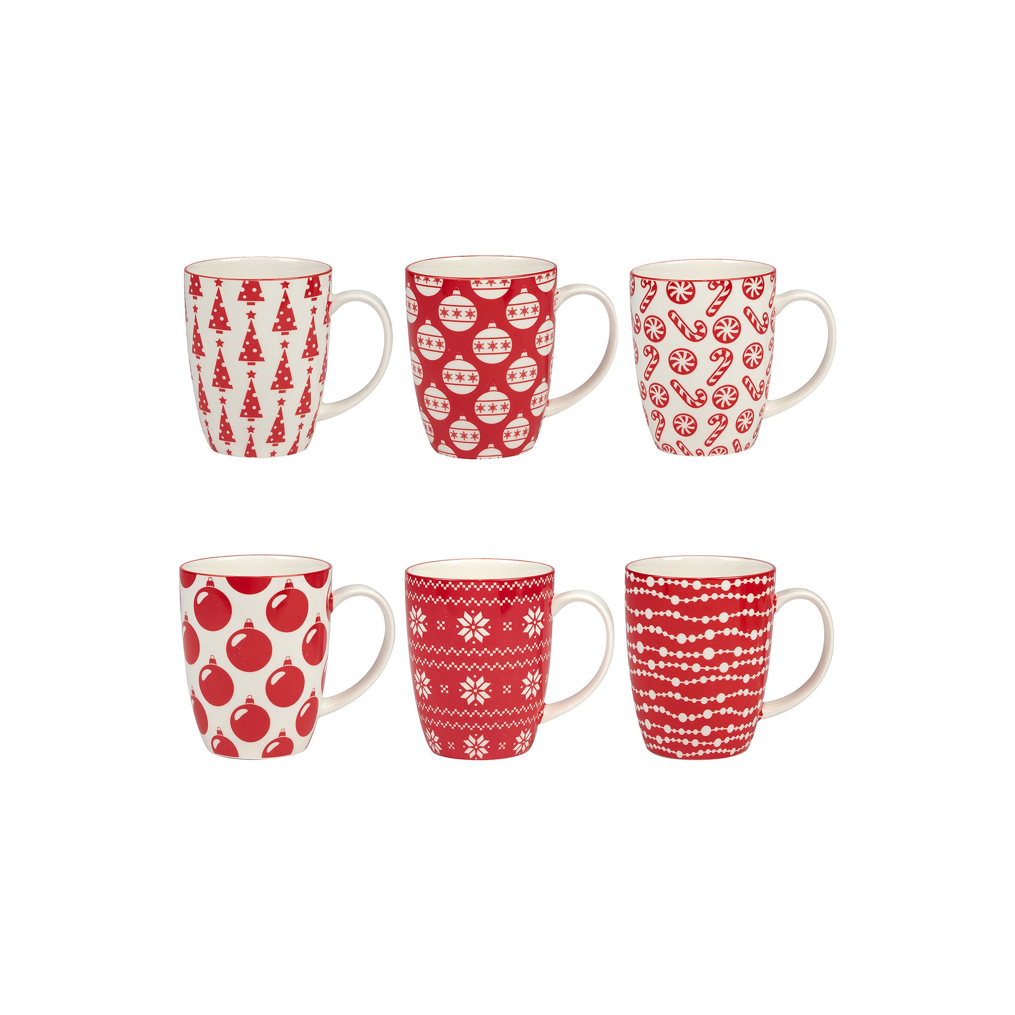 Certified International Peppermint Candy 6-Pc. Coffee Mug 13520SET6 - RED ONE SIZE