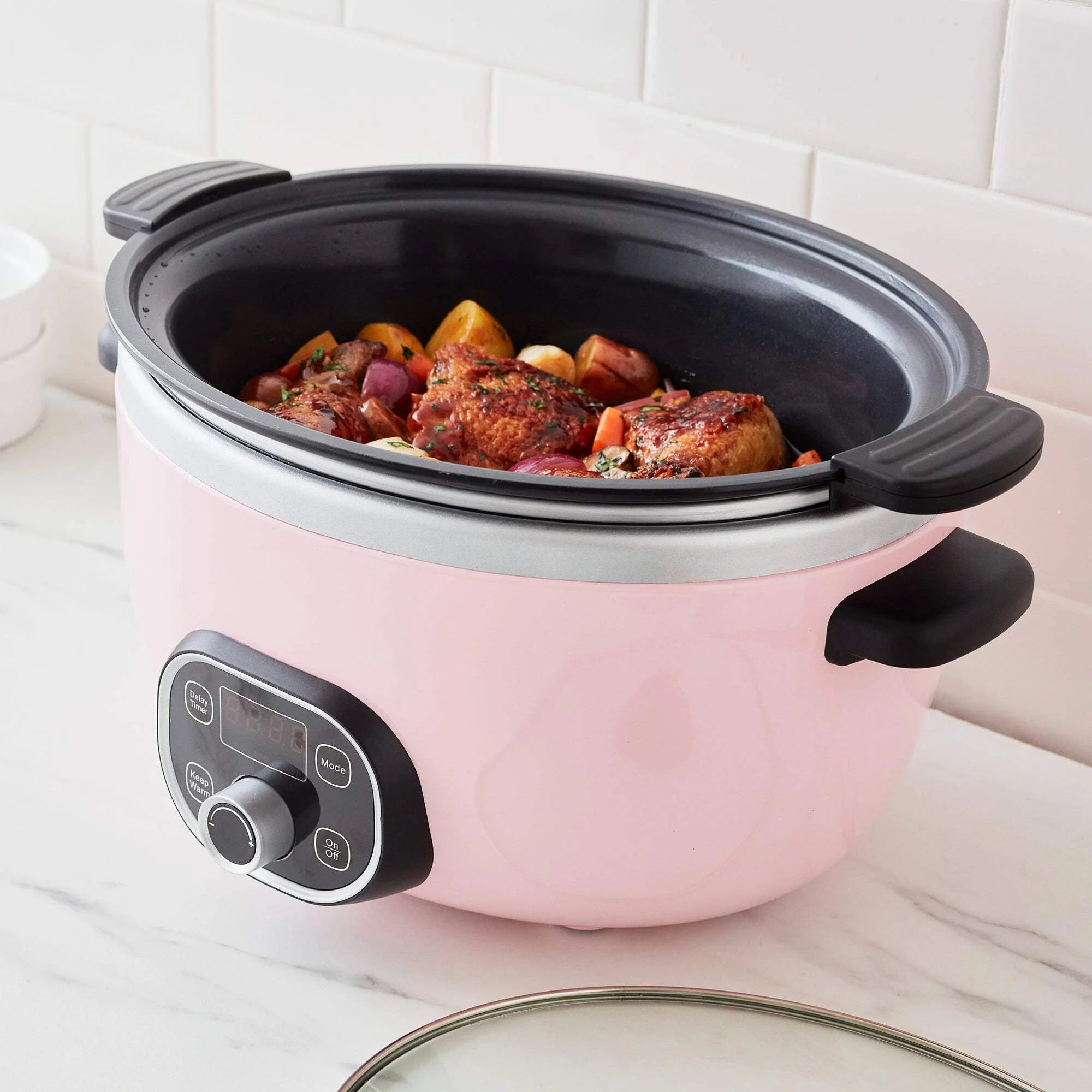 GreenLife CC004800-001 Ceramic Nonstick, 6QT Slow Cooker, Pink