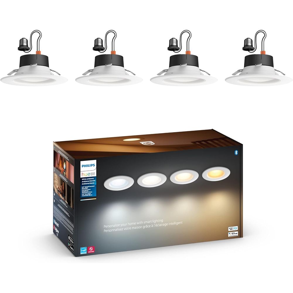 Philips Hue 578708 Bluetooth 5/6 High Lumen Recessed Downlight (4-Pack) - White Ambiance