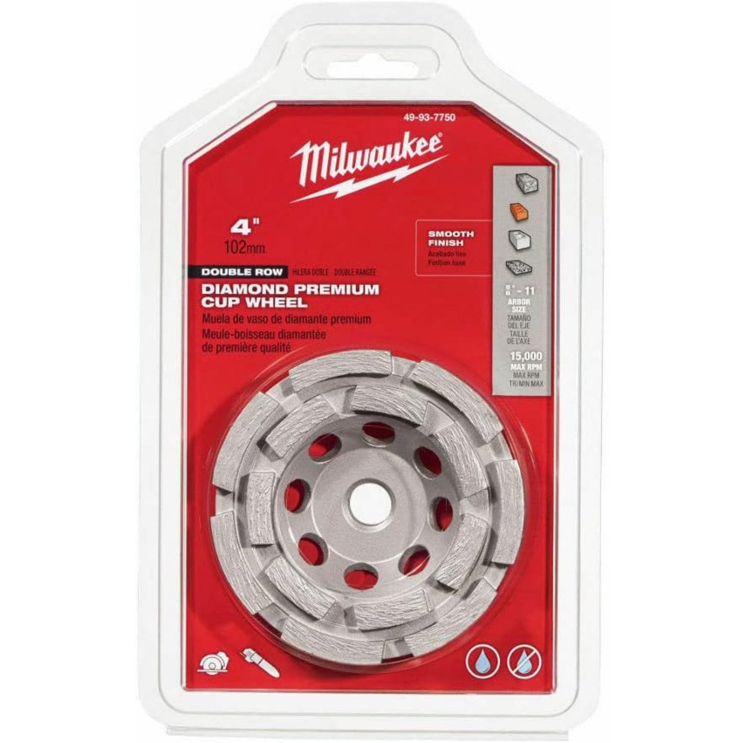 Milwaukee 49-93-7750 4 Diamond Cup Wheel Double Row