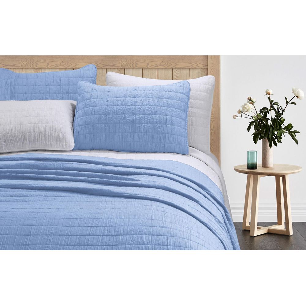 Laurel Park Crinkled Quilt Set, Queen, Light Blue - 100% Polyester