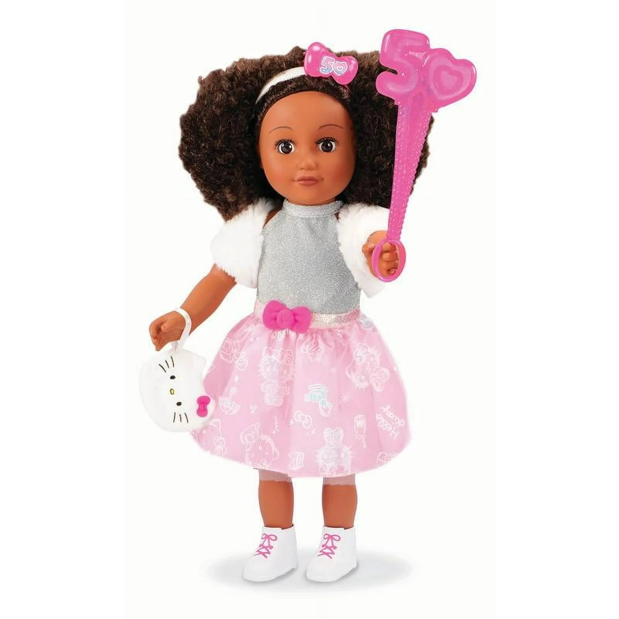 My Life As 19941 Poseable Hello Kitty 18 Doll, Dark Brunette Curly Hair, Brown Eyes, 50th Anniversary Edition