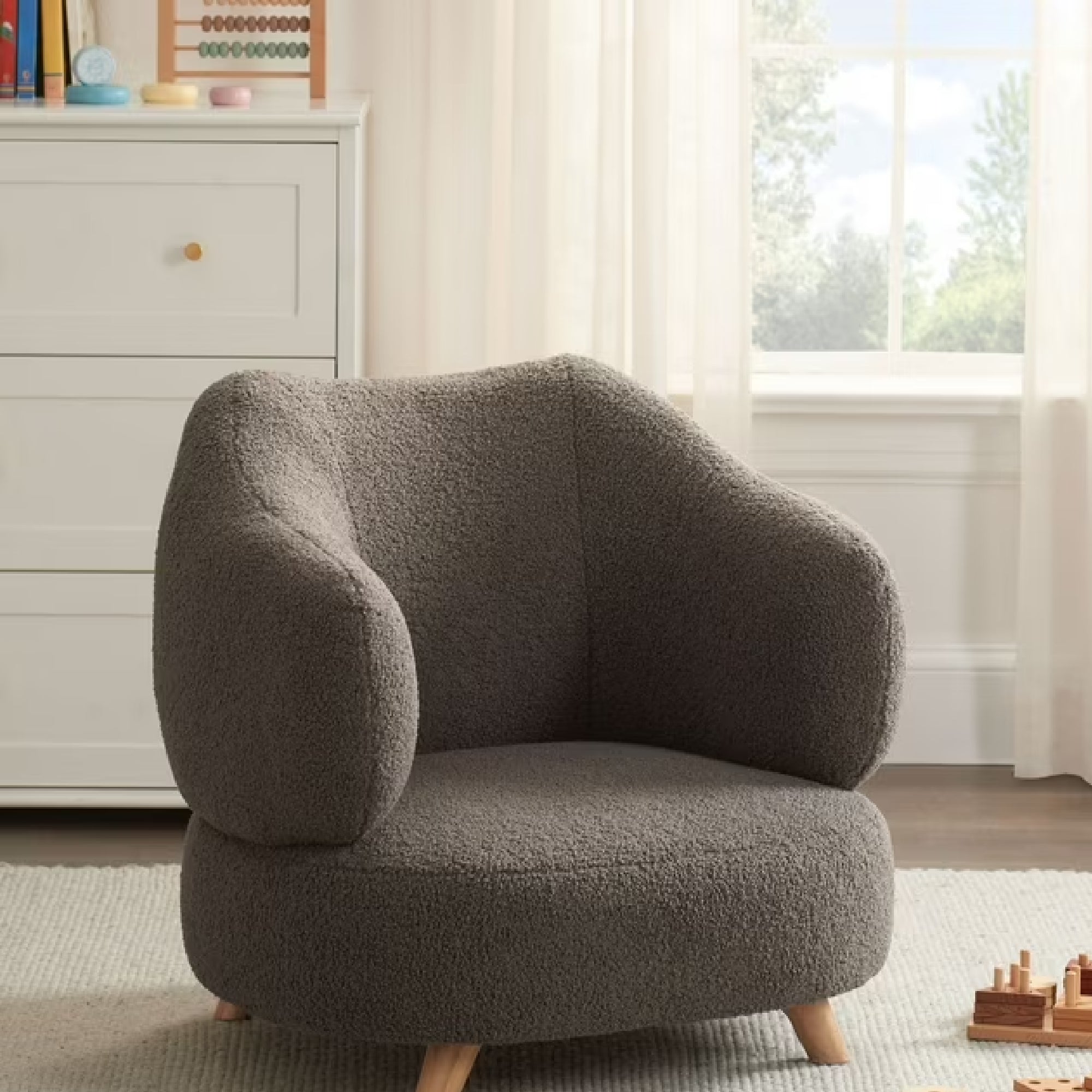 Nisco F909 CHOCOLATE Kids Modern Upholstered Accent Chair, Chocolate Brown