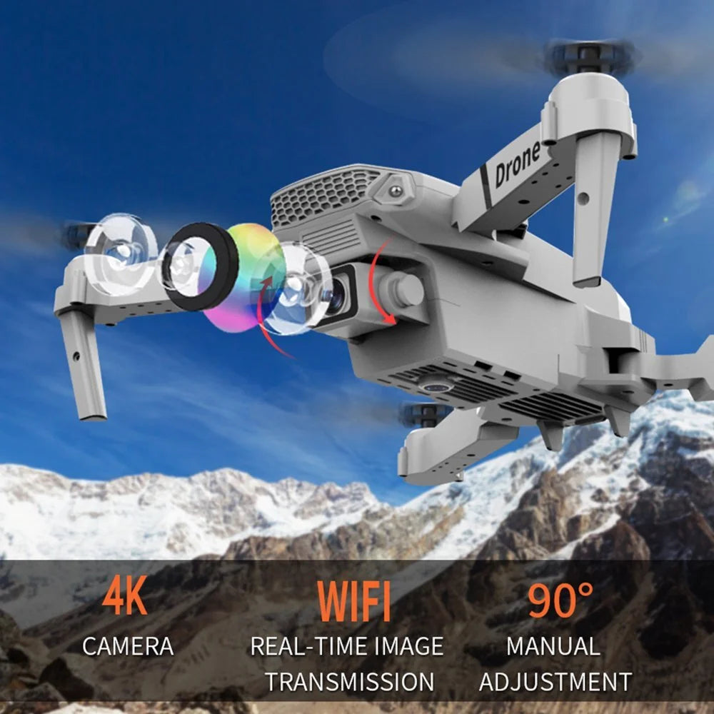 Zacro GYH0009GY-ZHM 4K Camera Wi-Fi FPV Foldable Drone, Gray