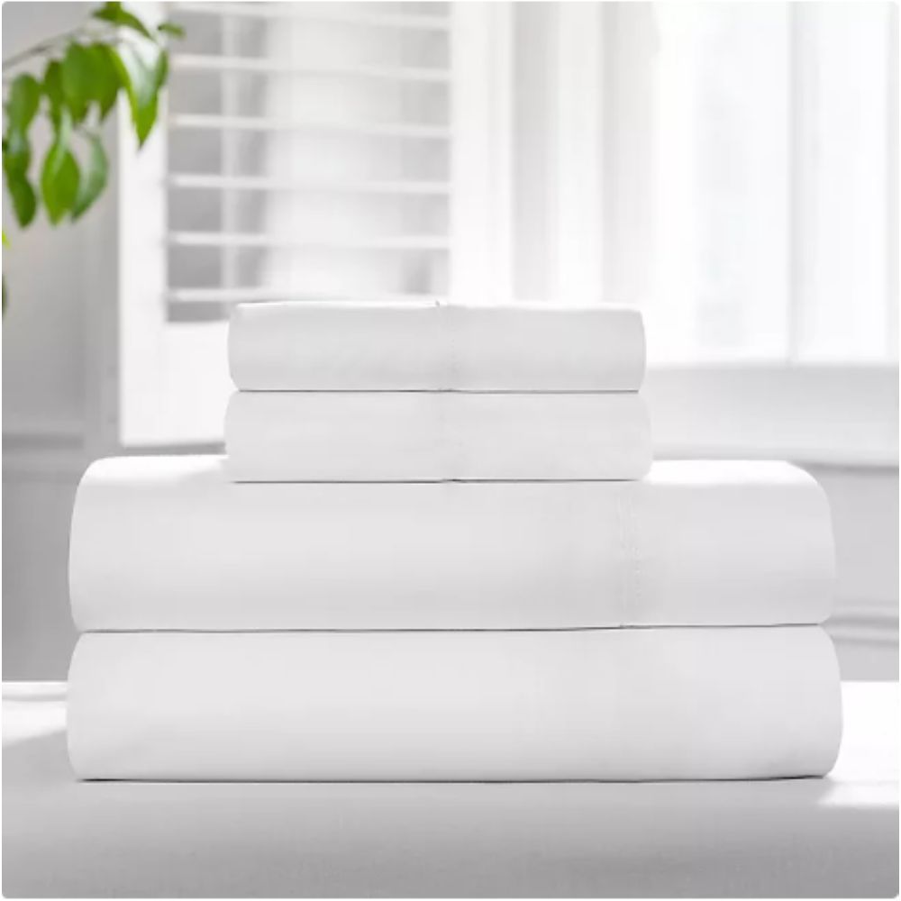 450-Thread-Count Solid Sheet Set, King Artic White