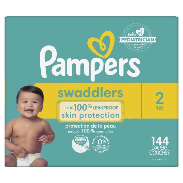 Procter & Gamble 484152789 Pampers Swaddlers Diapers, Soft and Absorbent, Size 2, 144 Count