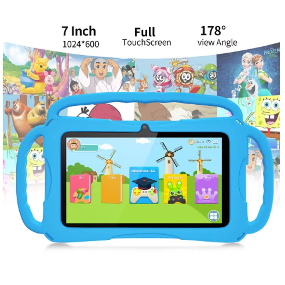 BDF 7 4GB RAM 64GB ROM Android Blue Kids WIFI Tablet