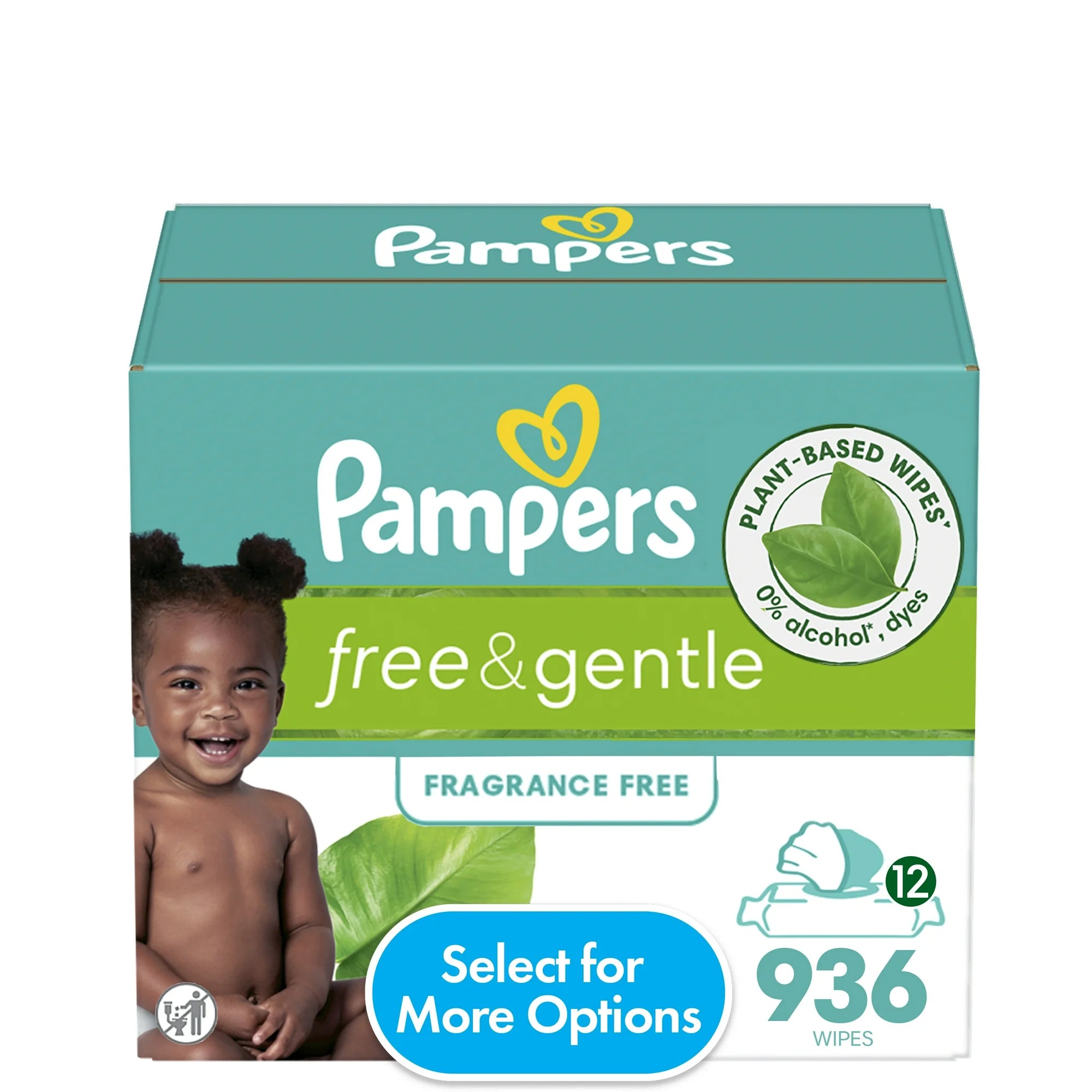 Pampers Free & Gentle Baby Wipes Unscented 12-Pack 936 Wipes