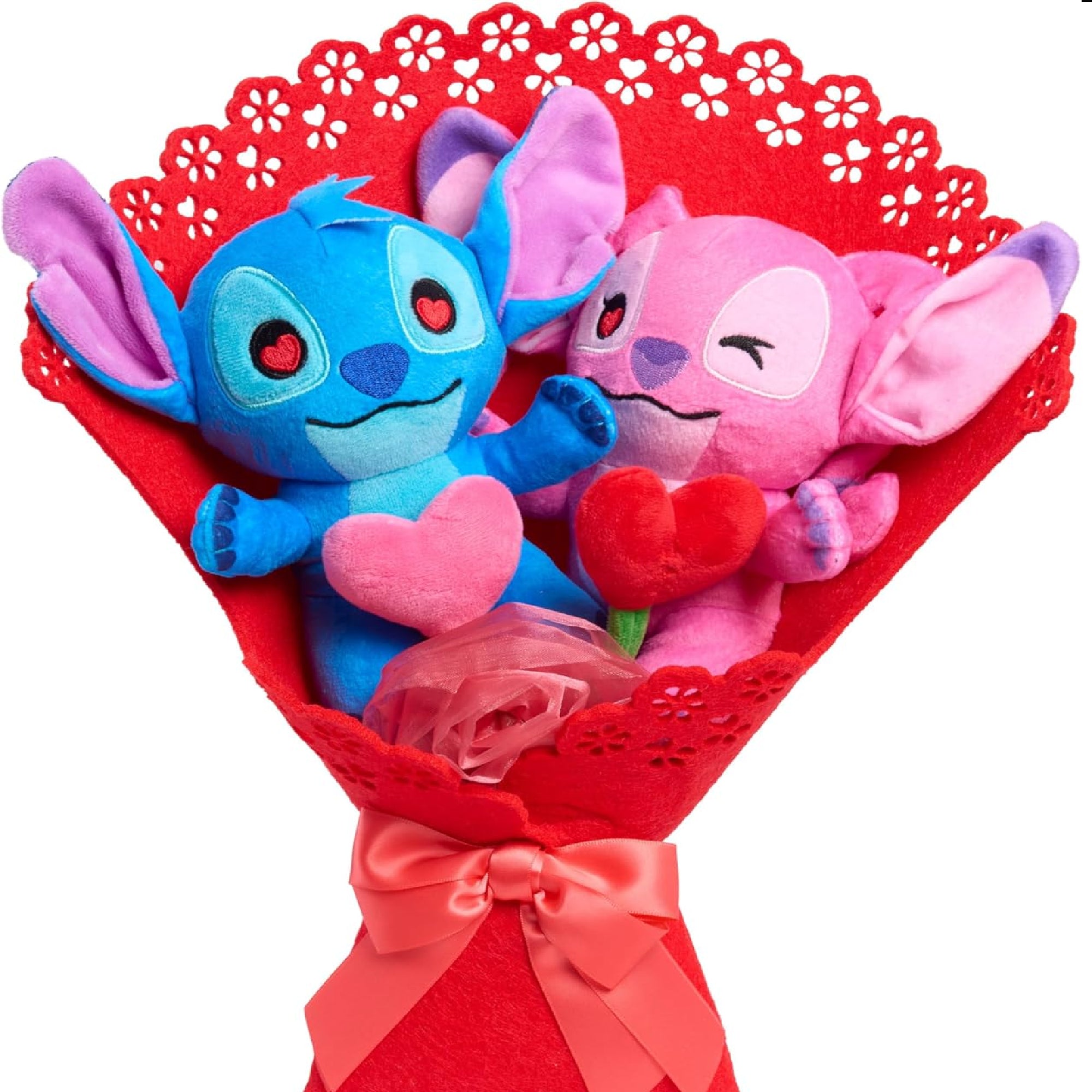 Just Play 34124 Disney Stitch Valentine 13.5-inch Medium Plush Bouquet, 4 Stuffed Animals Included, Kids Toys for Ages 3 Up