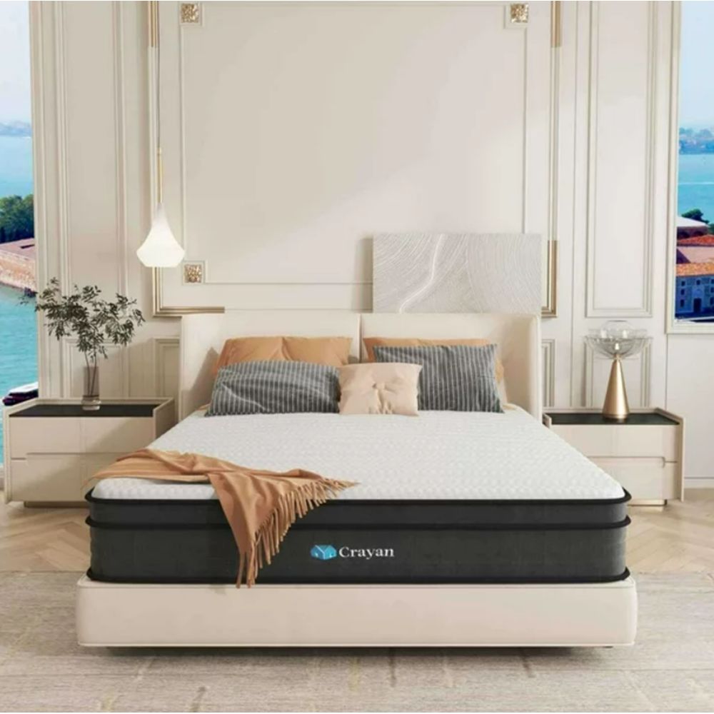 Crayan CYWM02 Queen Mattress, Memory Foam Mattress Queen Size, 10 Inch Hybrid Mattress in a Box with Individual Pocket Spring for Motion Isolation & Silent Sleep