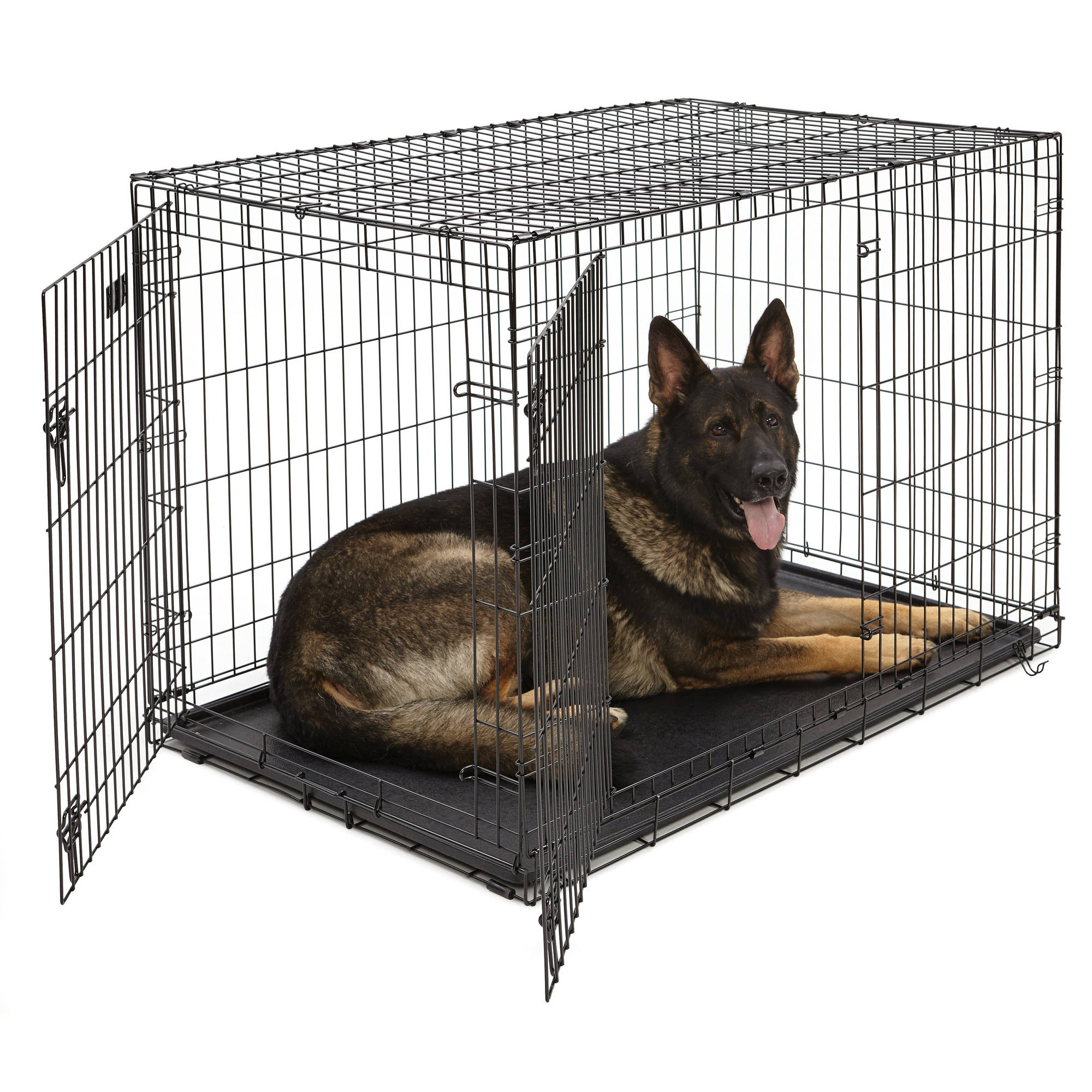 MidWest Homes for Pets 1548DDU Dog Crate | iCrate Single Door & Double Door Folding Metal Dog Crates