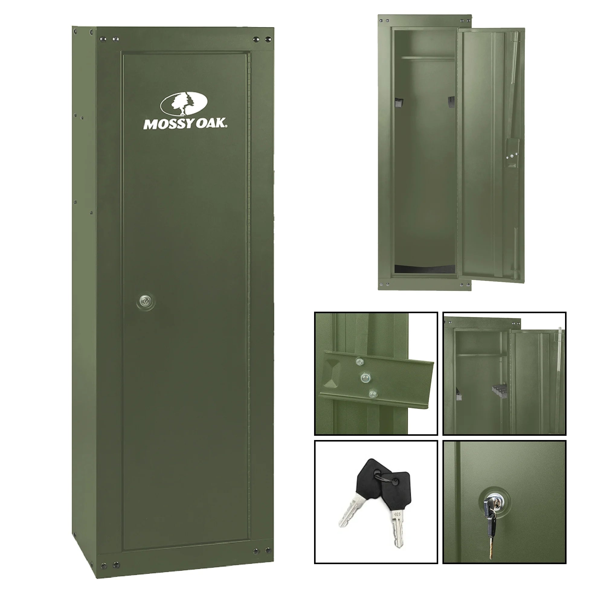 Mossy Oak 0065 8 Gun Security Cabinet W/Key Lock, 17x11 Rifle Green