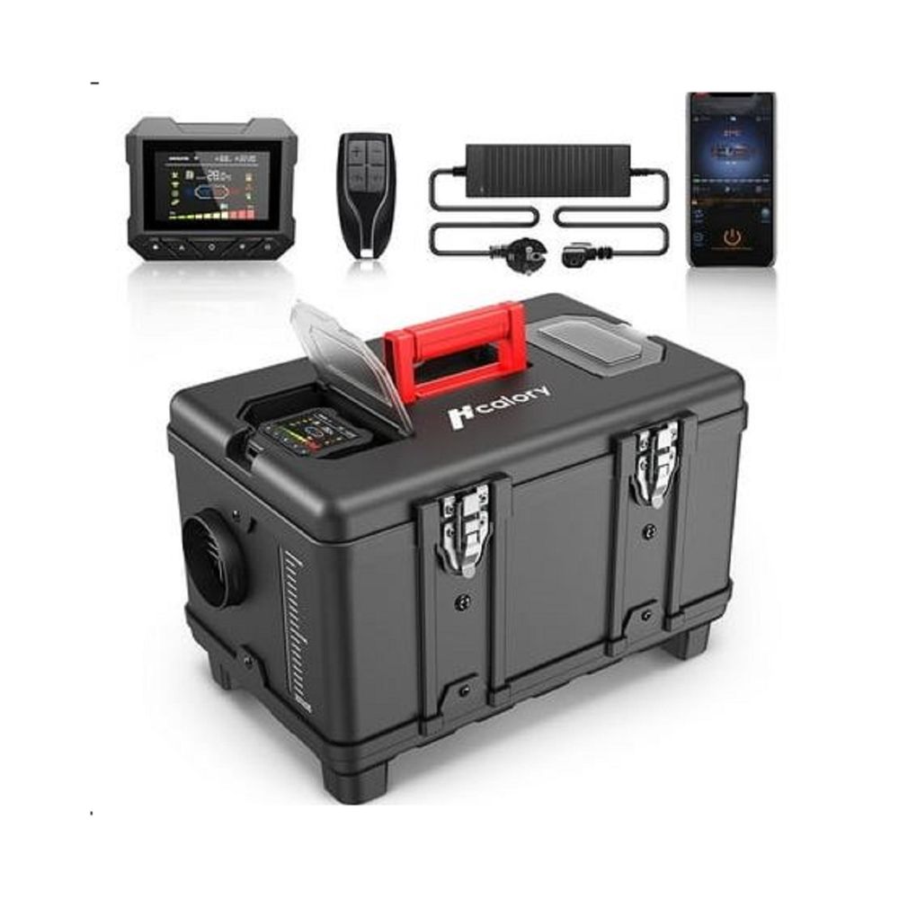HCALORY HC-A03 Diesel Air Heater 12V & 110V-240V 5KW-8KW Horizontal All-In-One Portable Parking Heater, Black