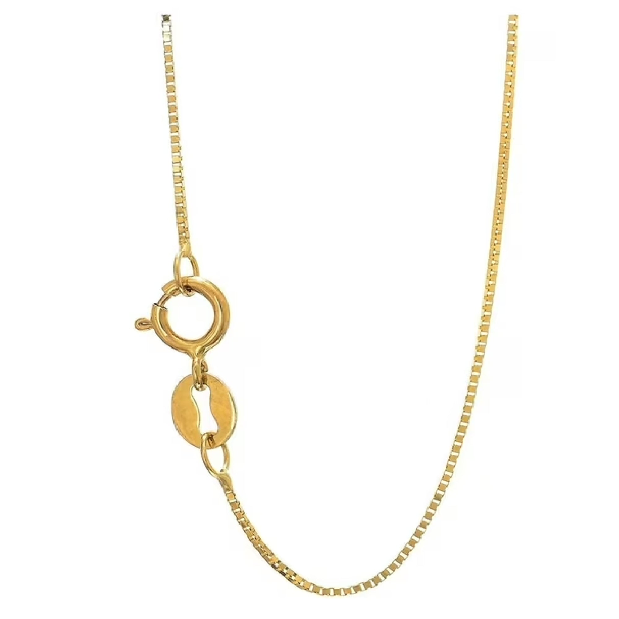 JewelStop A-028BOX-18 10K Yellow Gold 0.45mm Shiny Box Chain Necklace, Spring Ring Clasp - 18