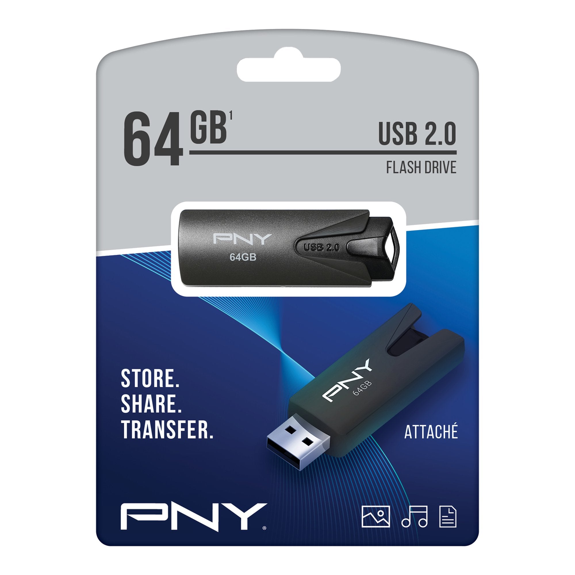 PNY P-FD64GATT-GE 64GB Attache USB 2.0 Flash Drive