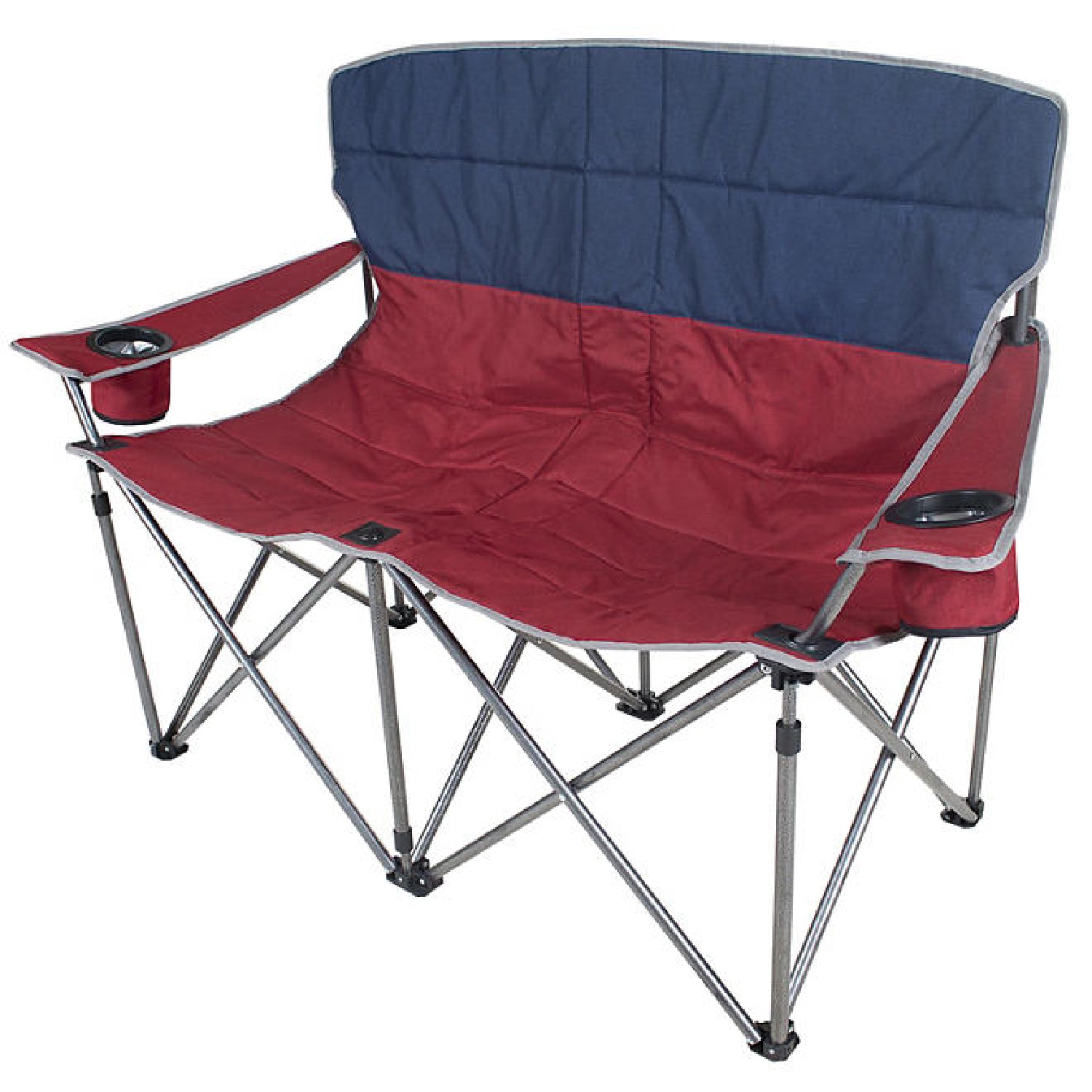 Camping Love Seat Chair, 600 lb. Capacity, Blue/Red