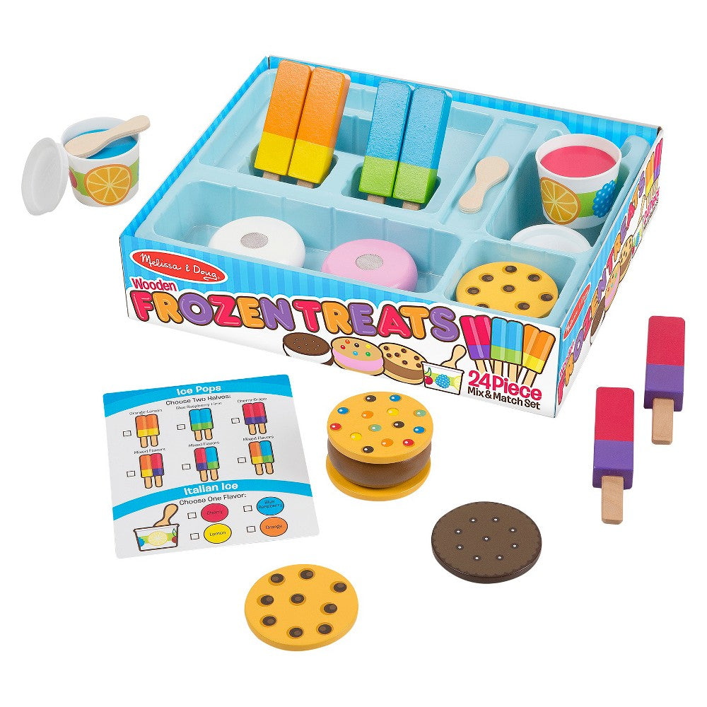 Melissa & Doug 50650 24 Pcs Wooden Frozen Treats Ice Cream Play Set - Play Food & Accessories