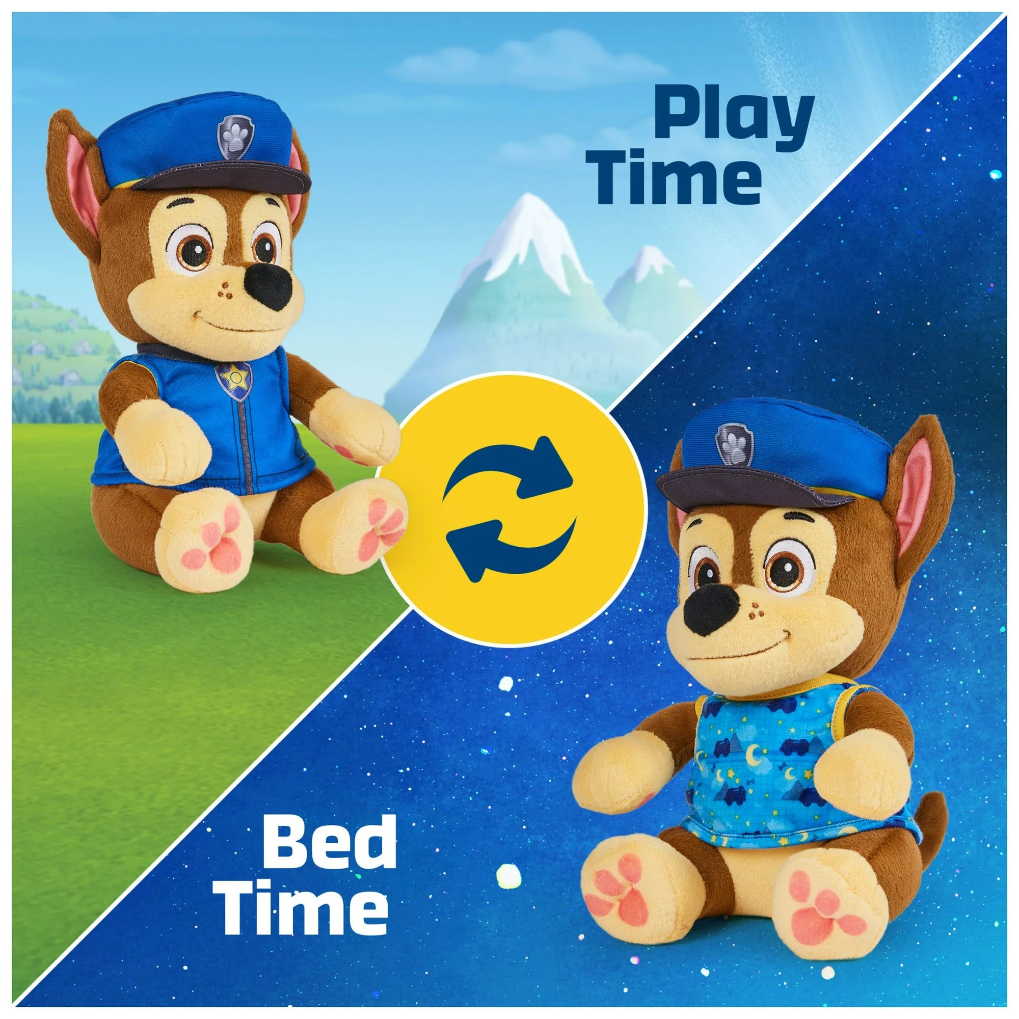 Paw Patrol 6070316 Bedtime Plush Chase With Reversible Outfit