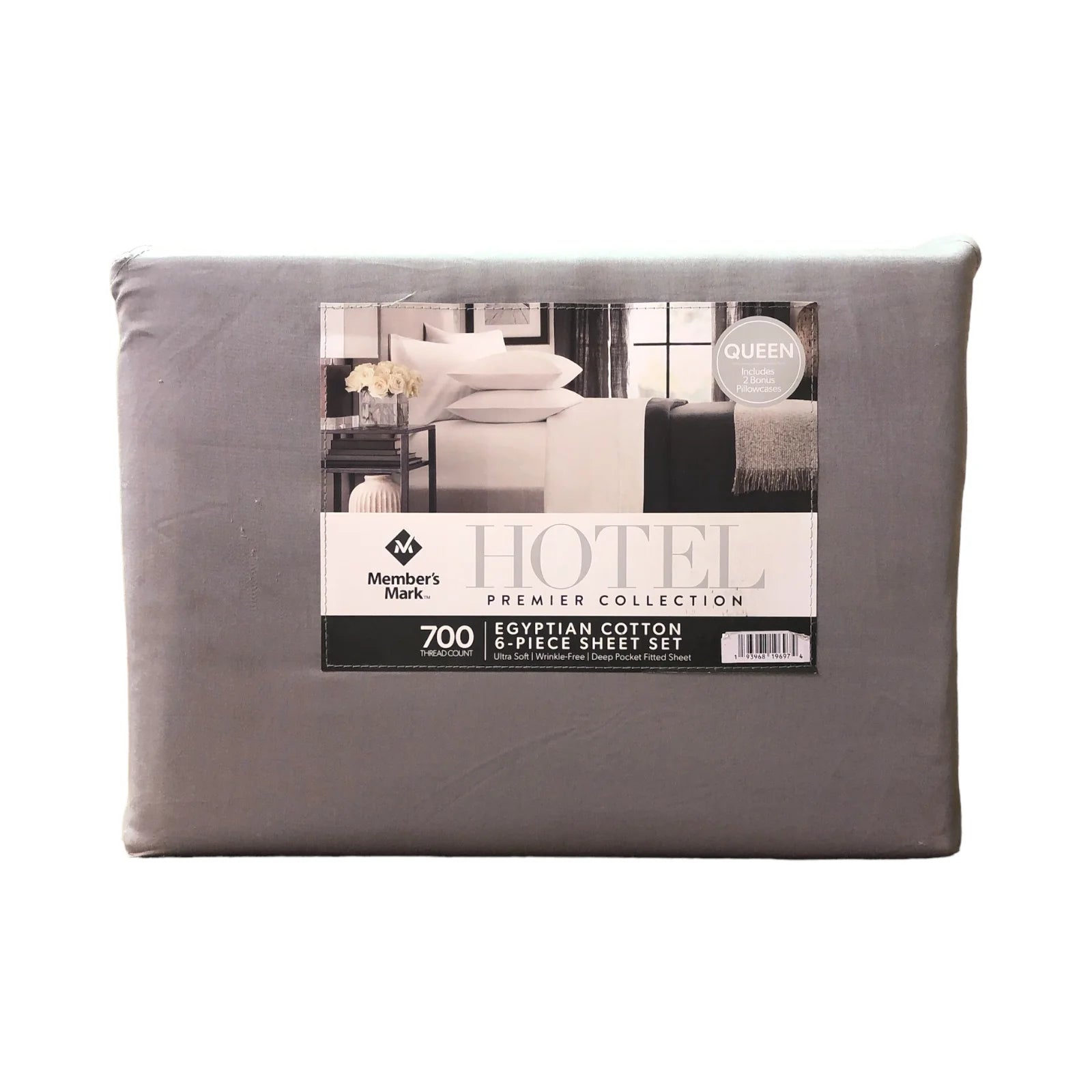 700-Thread Egyptian Cotton Hotel Premier Collection 6pc Sheet Set, Zinc(Queen)