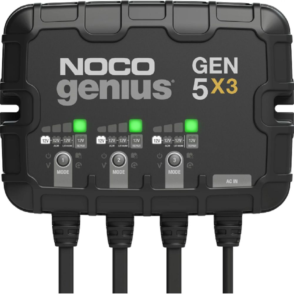 NOCO GEN5X3 Genius 3-Bank 15A (5A/Bank) 12V Onboard Battery Charger