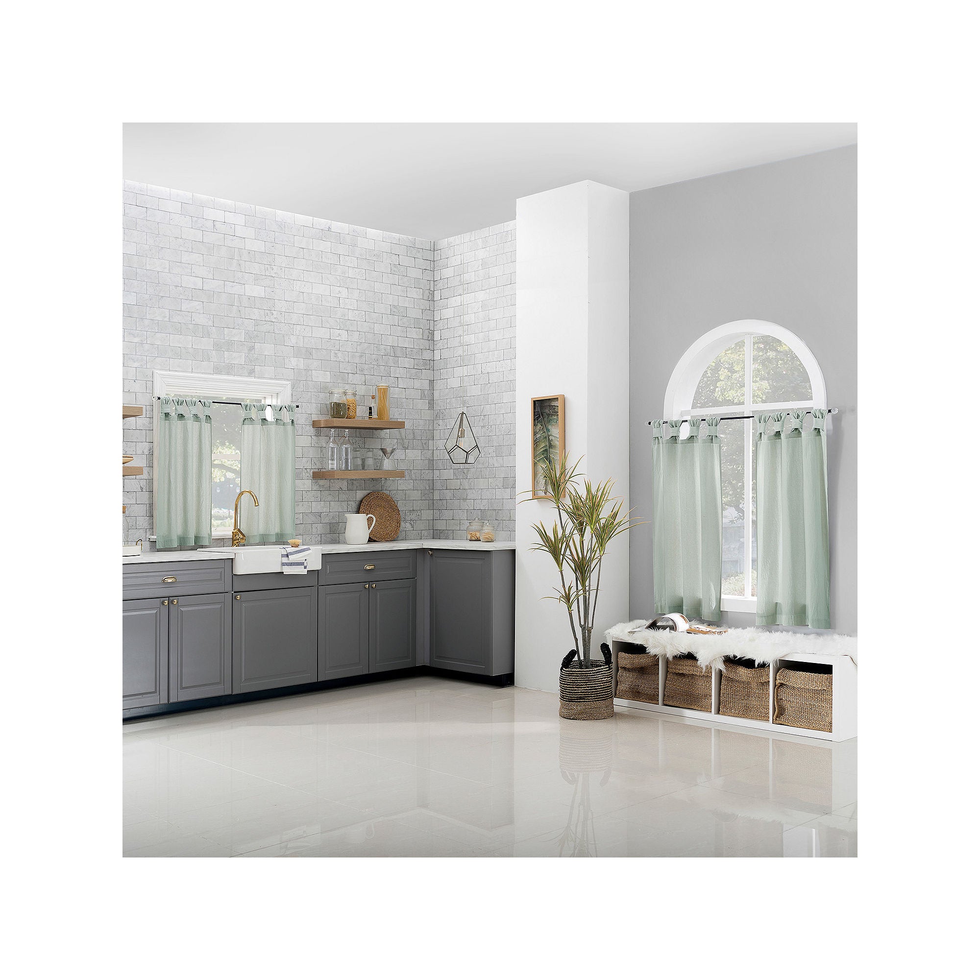 Archaeo Sarro 2-Pc. Tab Top Window Tier - Seafoam