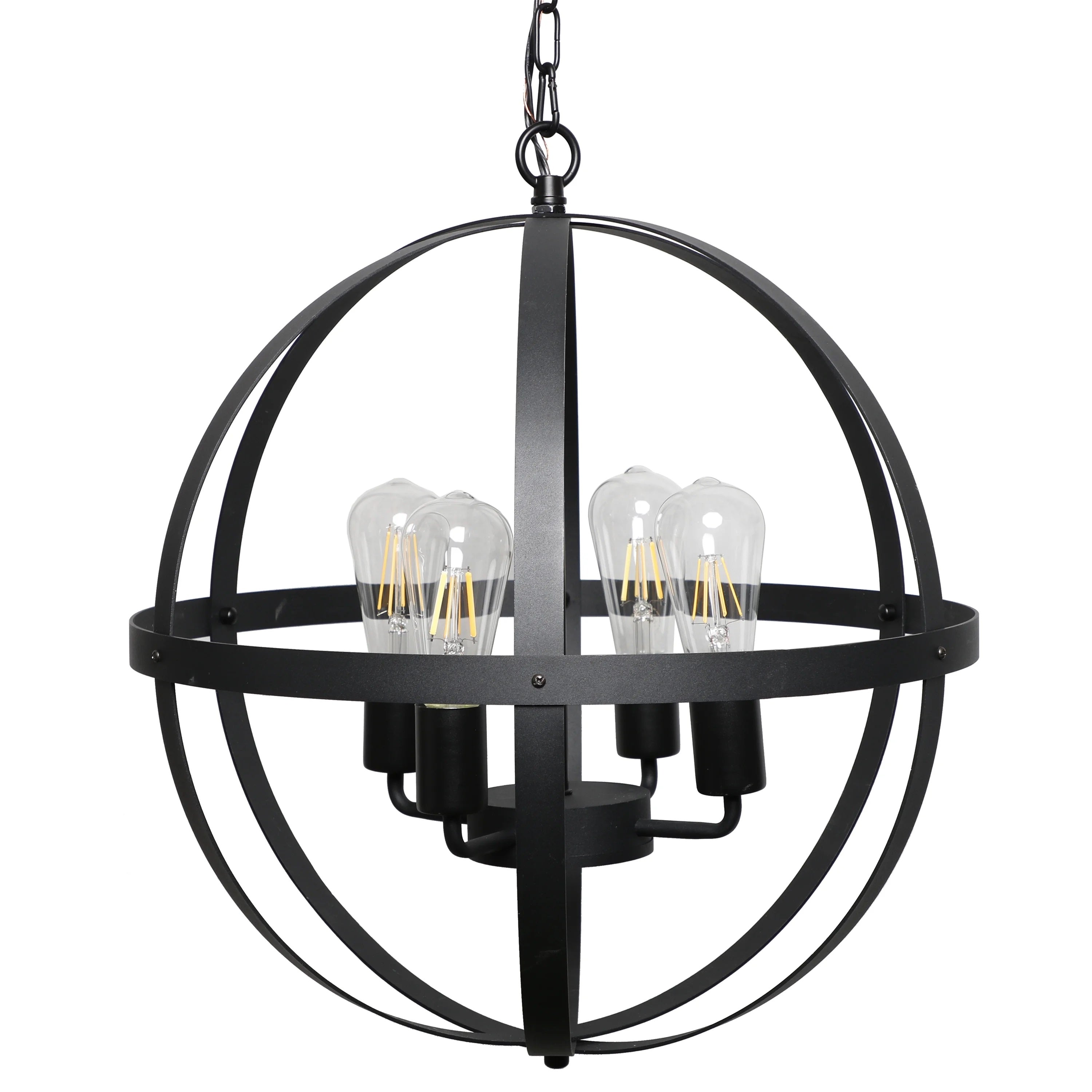 Enjoy Lighting 4-Light Globe Chandelier with Vintage Filament Bulbs