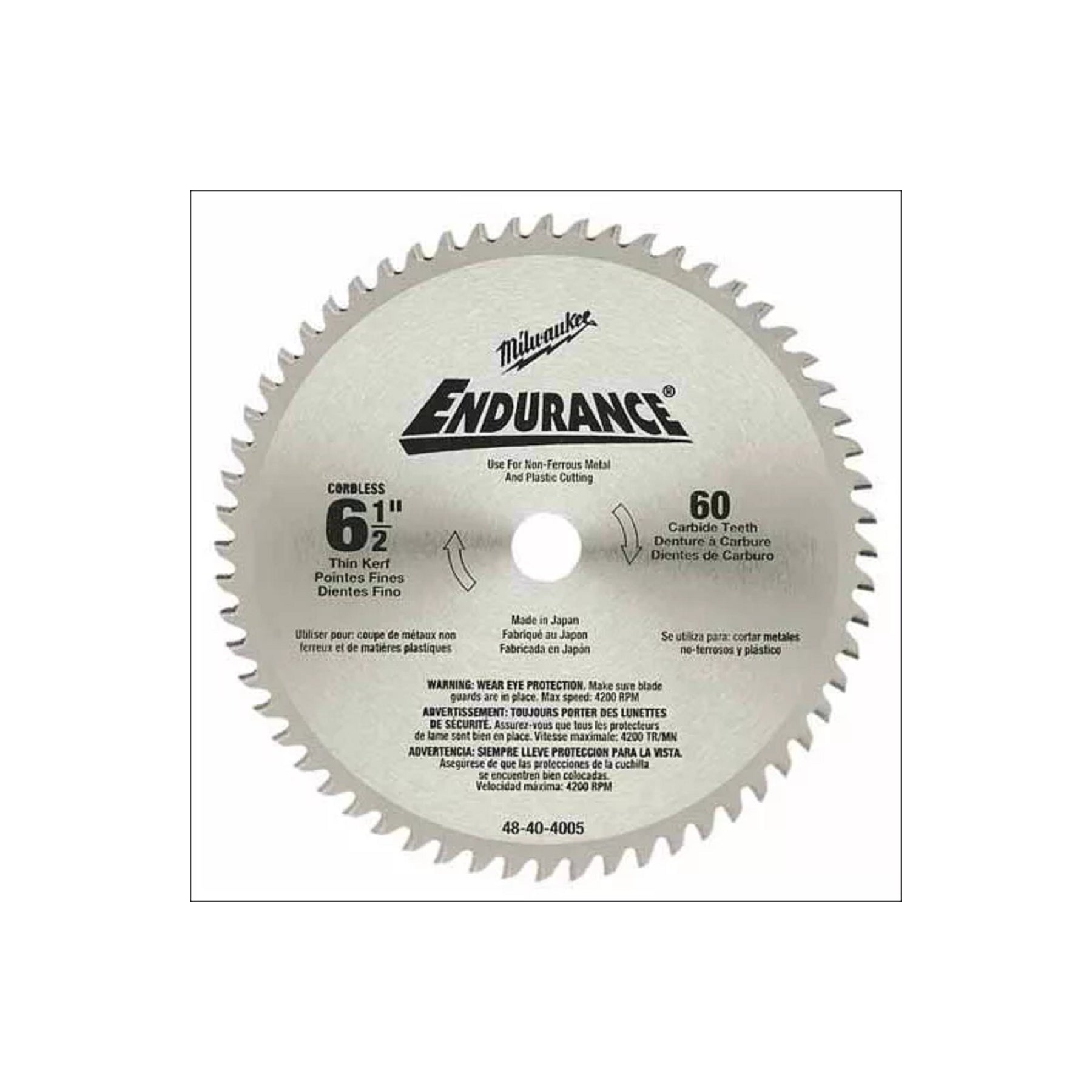 Milwaukee 48-40-4005 Circular Saw Blade 6-1/2 In. Carbide 60T