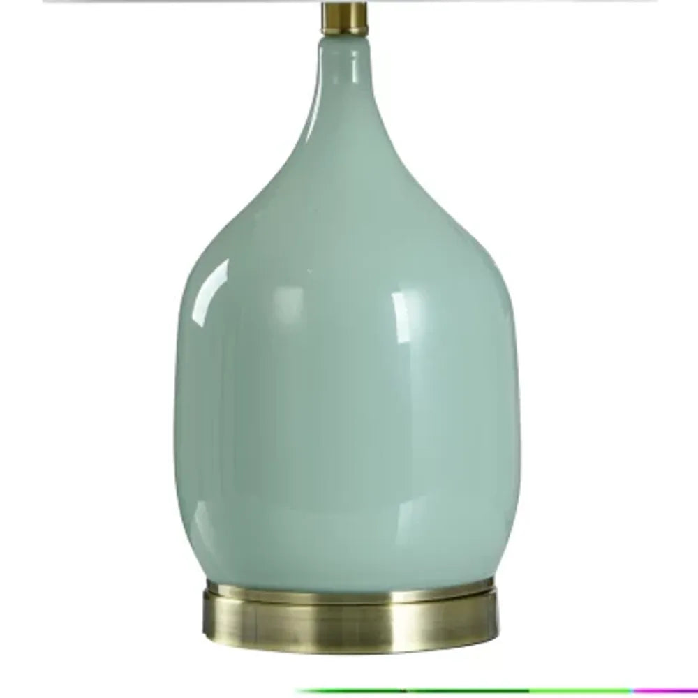 Stylecraft 25 Celadon Ceramic With Textured Hardback Shade Table Lamp (Celadon Green)