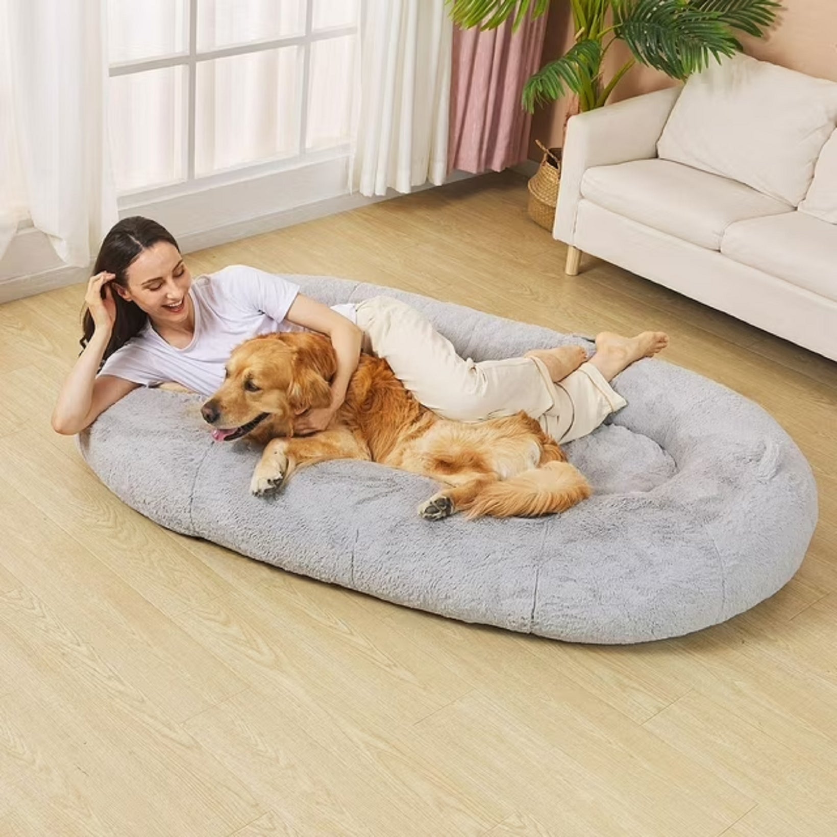 Fond & Found 990321184 Large Cozy Plush Pet Bed, 68 x 38 x 10