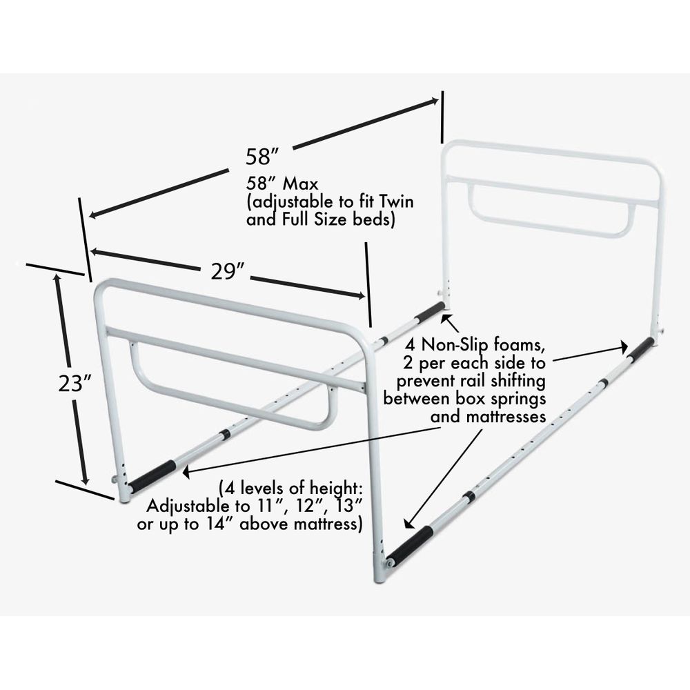 RMS Royal Medical Solutions, Inc. Adjustable Dual Bed Assist Rail, Fits Full Twin Beds