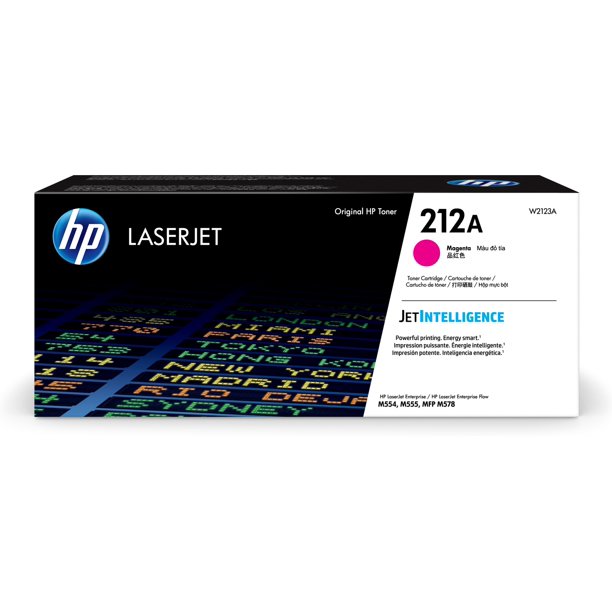 HP W2123A 212A Color LaserJet Enterprise M554, M555, Enterprise Flow MFP M578 Magenta Original LaserJet Toner Cartridge (4,500 Yield)