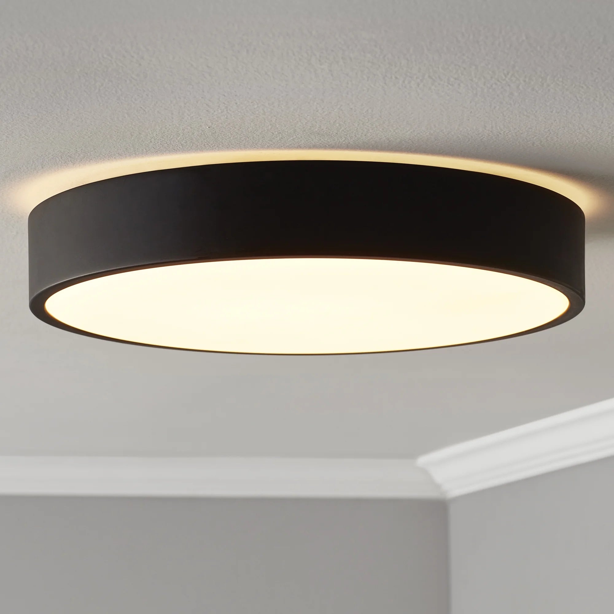 Mainstays MSFM0133CCT0BL 13 Flush Mount Light Integrated LED 3CCT Black Trim Finish