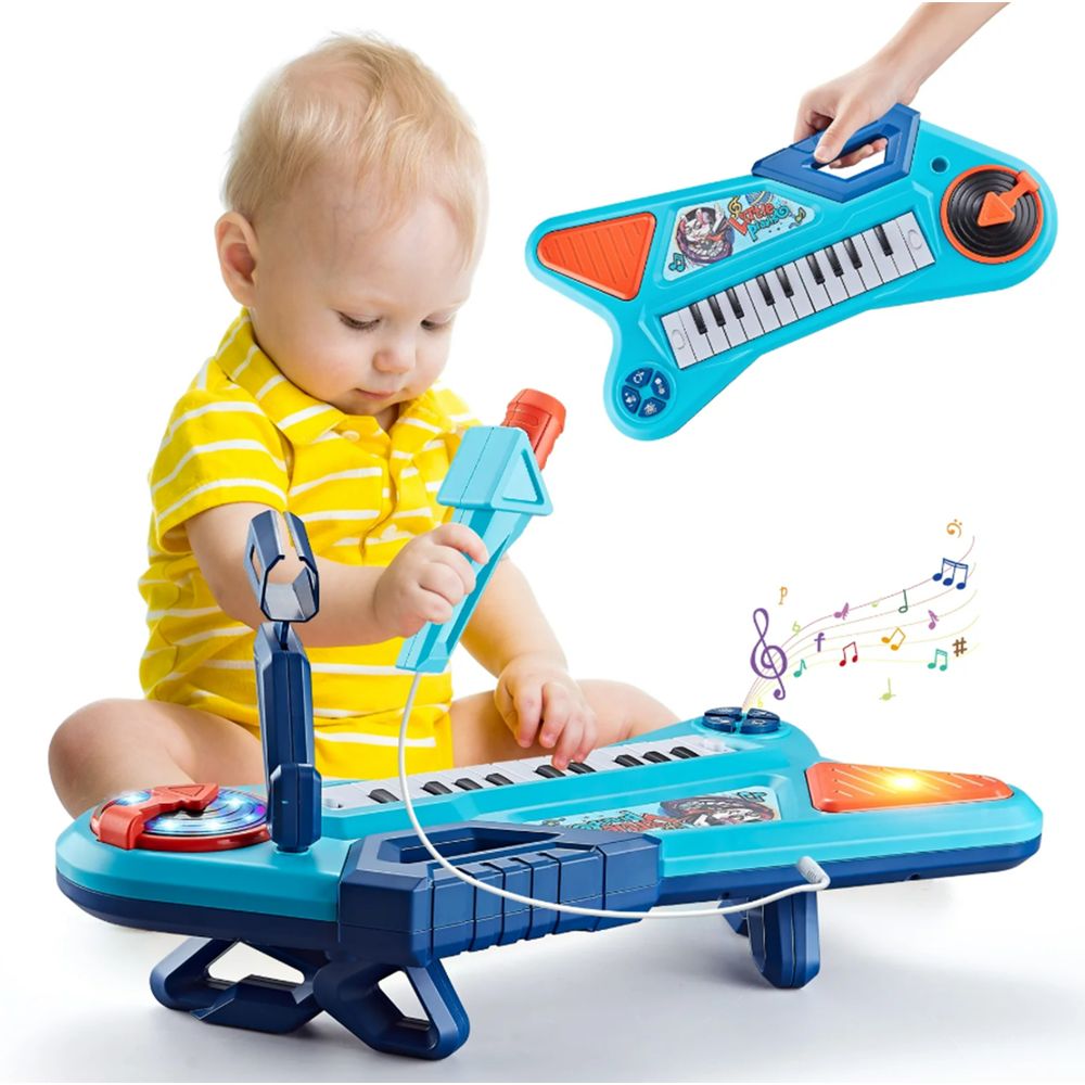 Tepear T-98b Keyboard & Microphone Toy for 1 Year Old, Blue