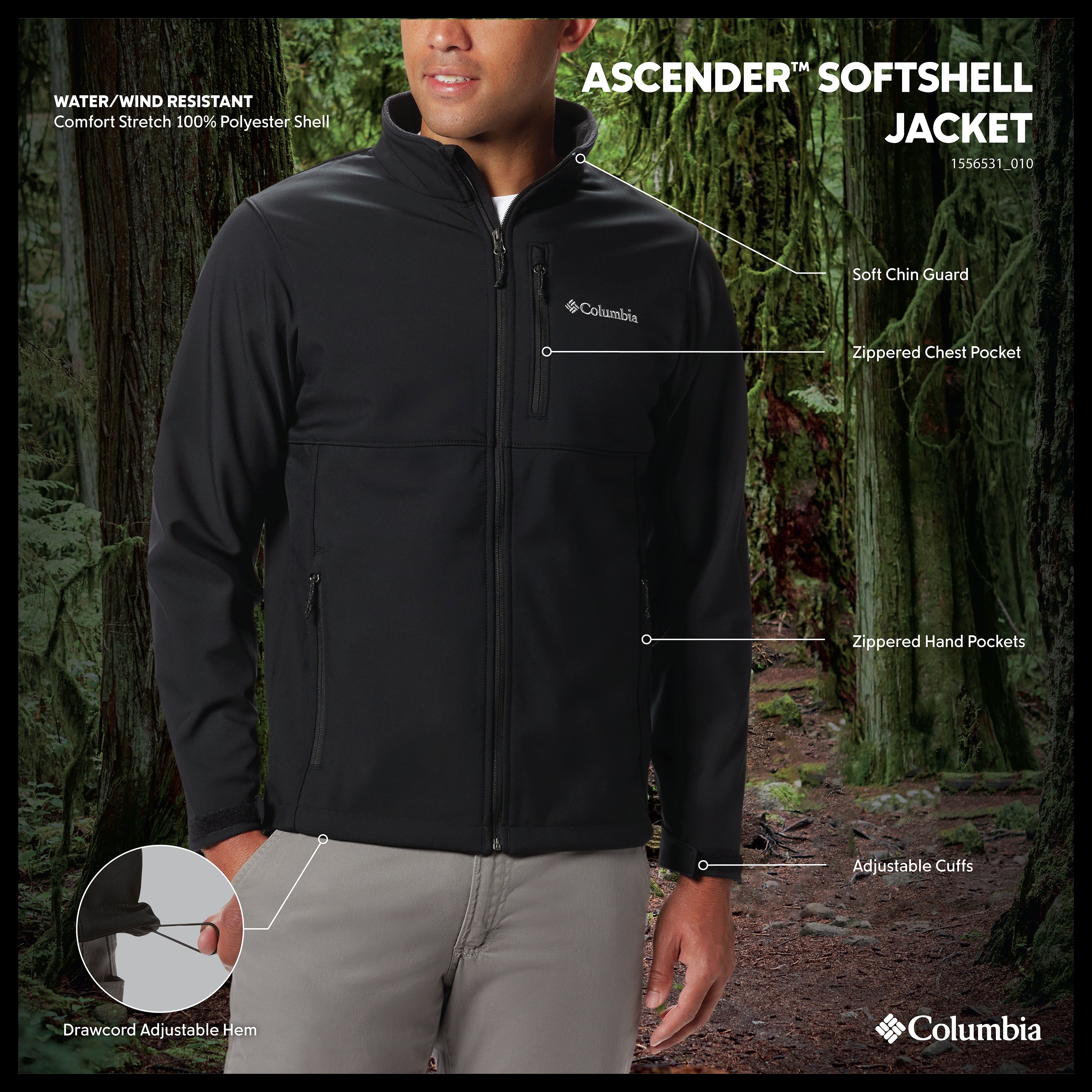 Columbia Ascender Softshell Jacket for Men - Graphite - L