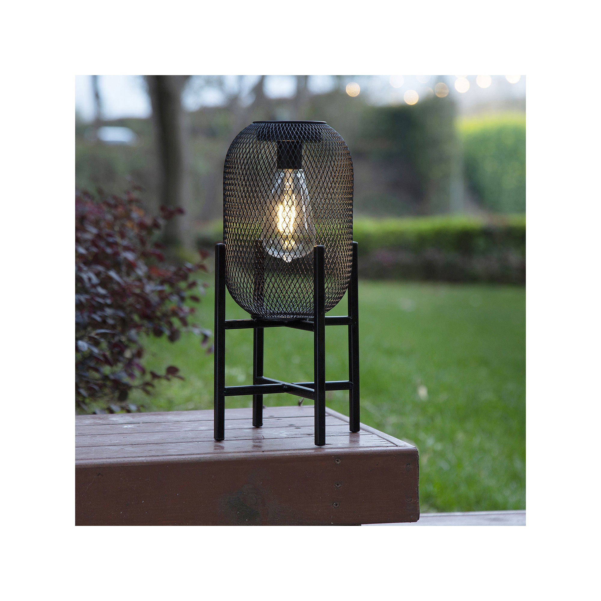 Glitzhome 14.25 Solar Powered Outdoor Lantern - BLACK ONE SIZE