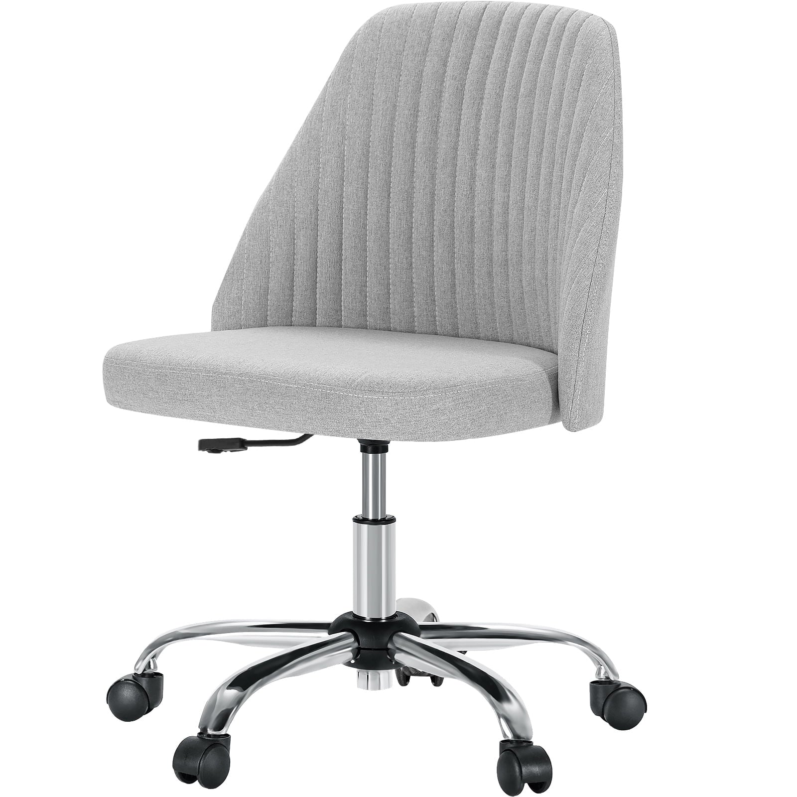 edx YXLHL-46983 Mid Back Fabric Upholstered Chair Armless Desk Chair for Bedroom, Vanity Room, Gray