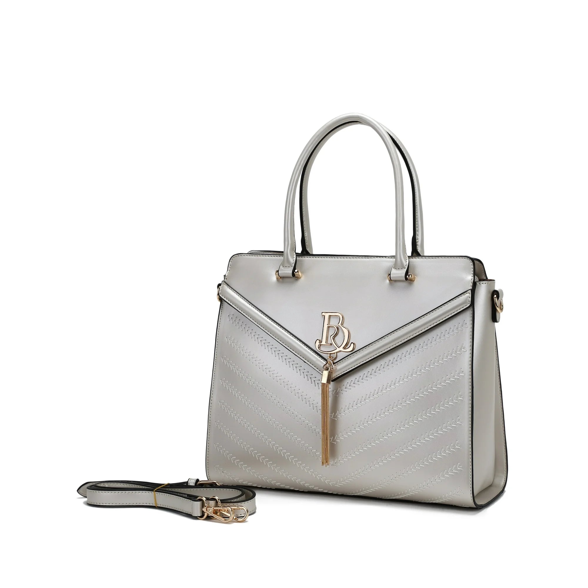 Brangio Women's Blissful Radiance Top Handle Handbag, Vegan Leather - Silver