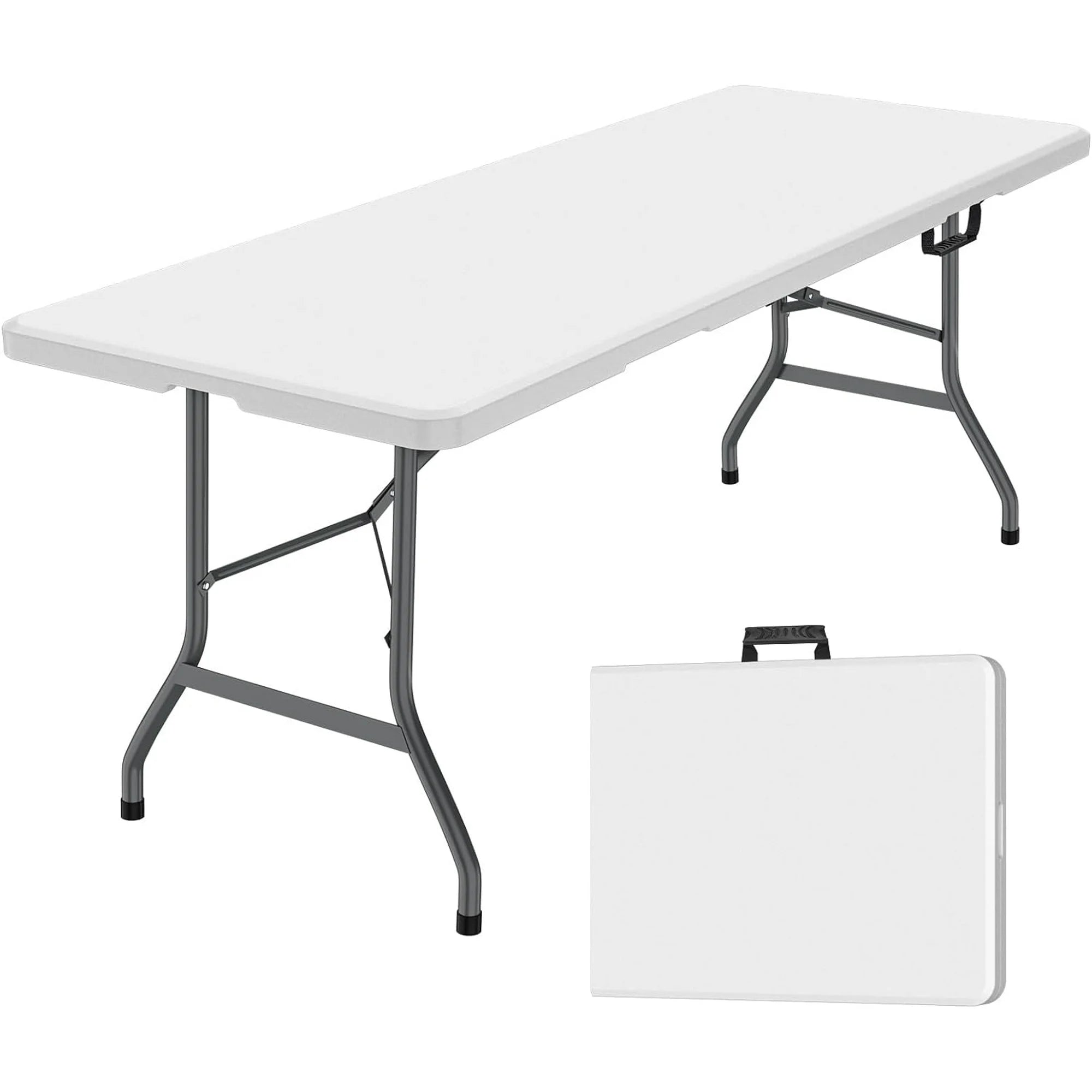 Clipeyh FT67990 6' Plastic Folding Table W/Built-in Handle, White