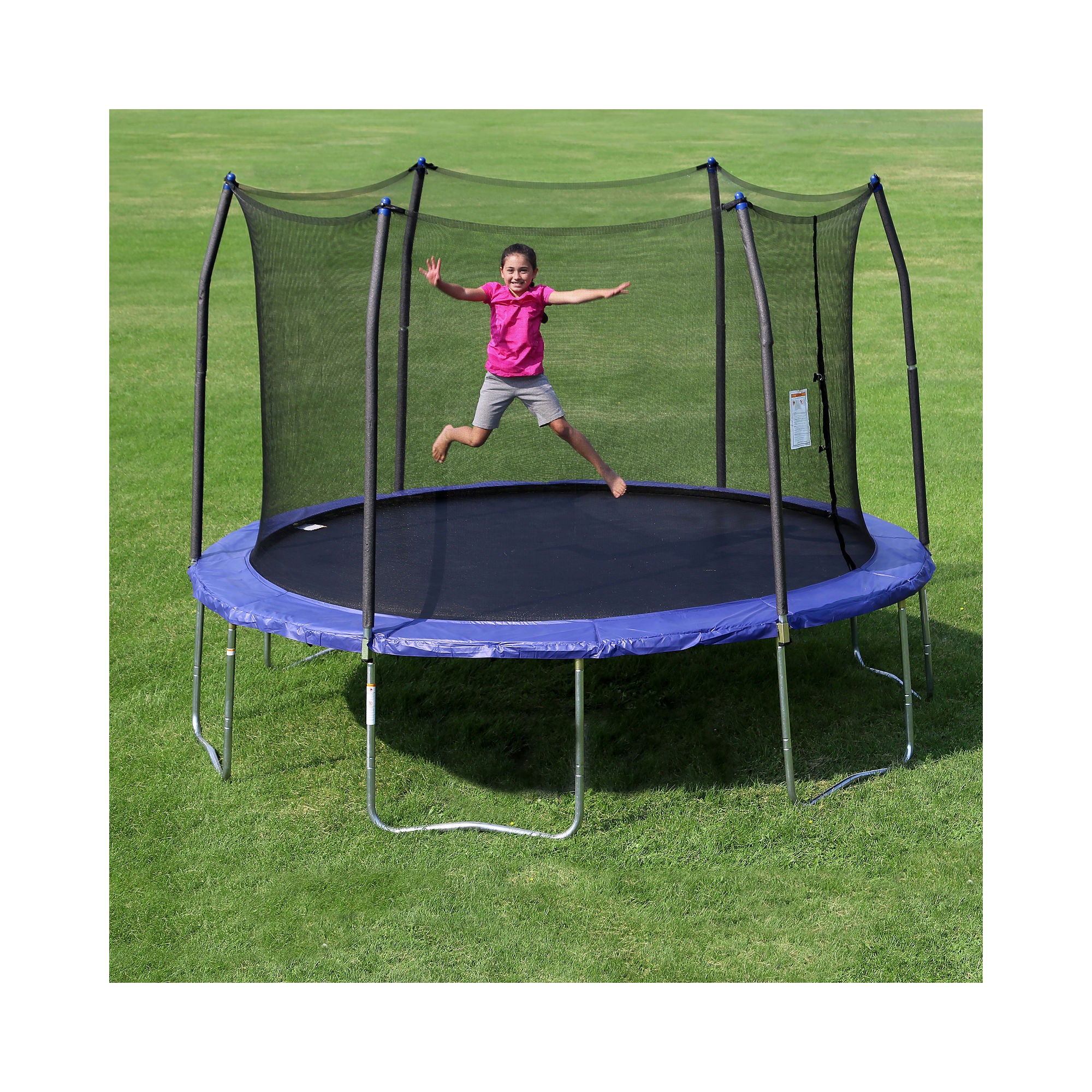 Skywalker Trampolines 12-Feet Round Trampoline and Enclosure with Spring Pad, Blue