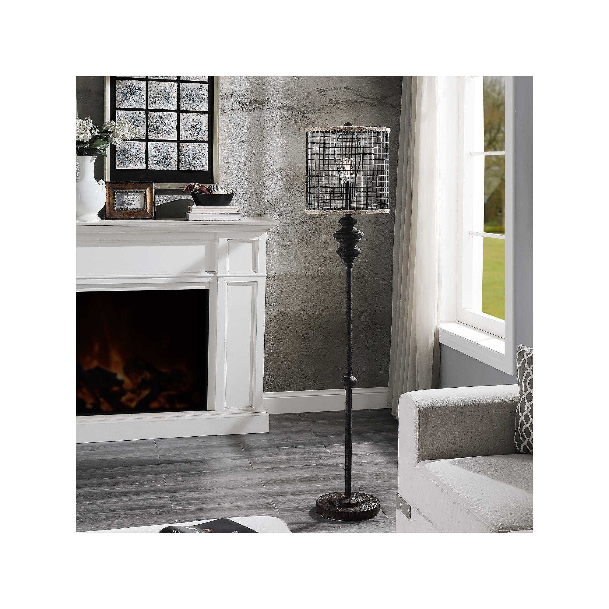 Stylecraft Black Floor Lamp - BLACK METAL ONE SIZE