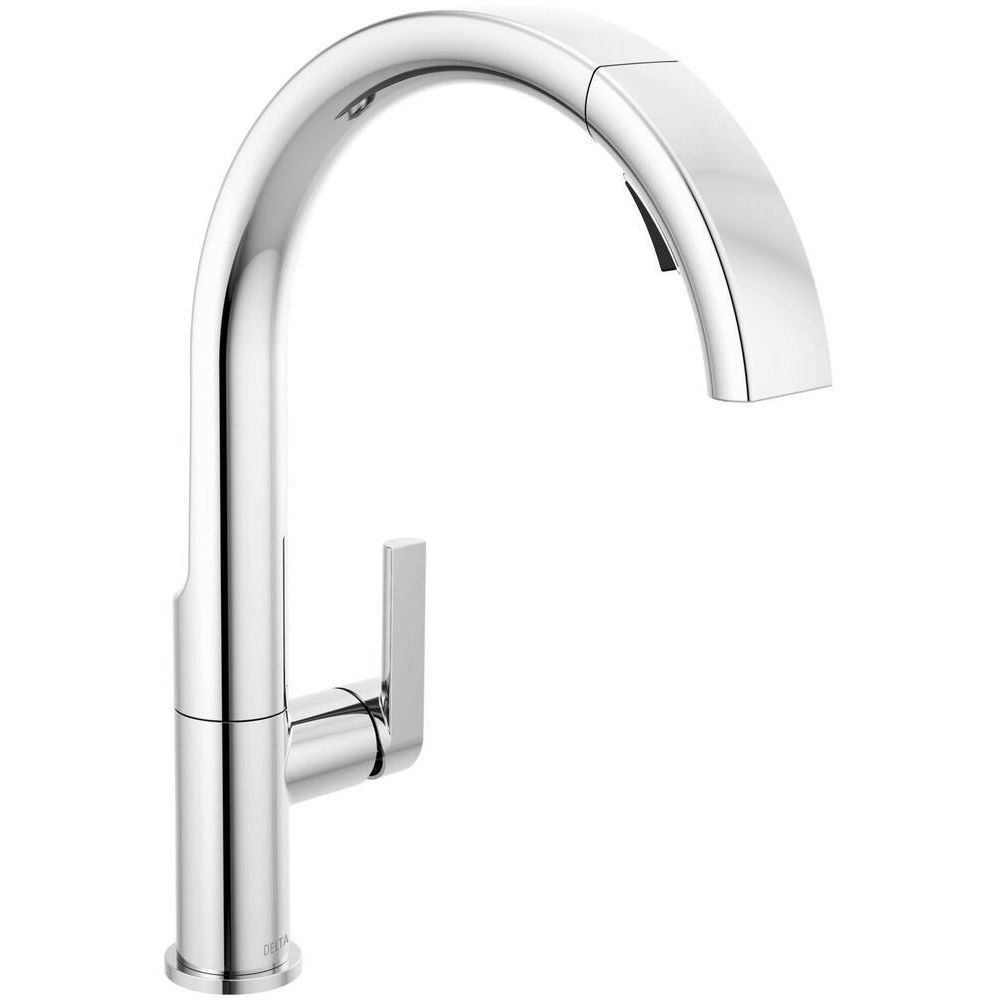 Delta 19824LF Keele Chrome 1-Handle Deck Mount Pull-Down Handle Kitchen Faucet (Deck Plate Included)