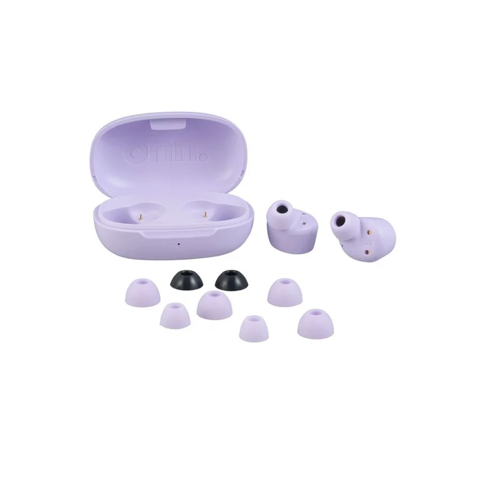 onn. 36229081 In-Ear Bluetooth Wireless Earphones with Charging Case, Lilac